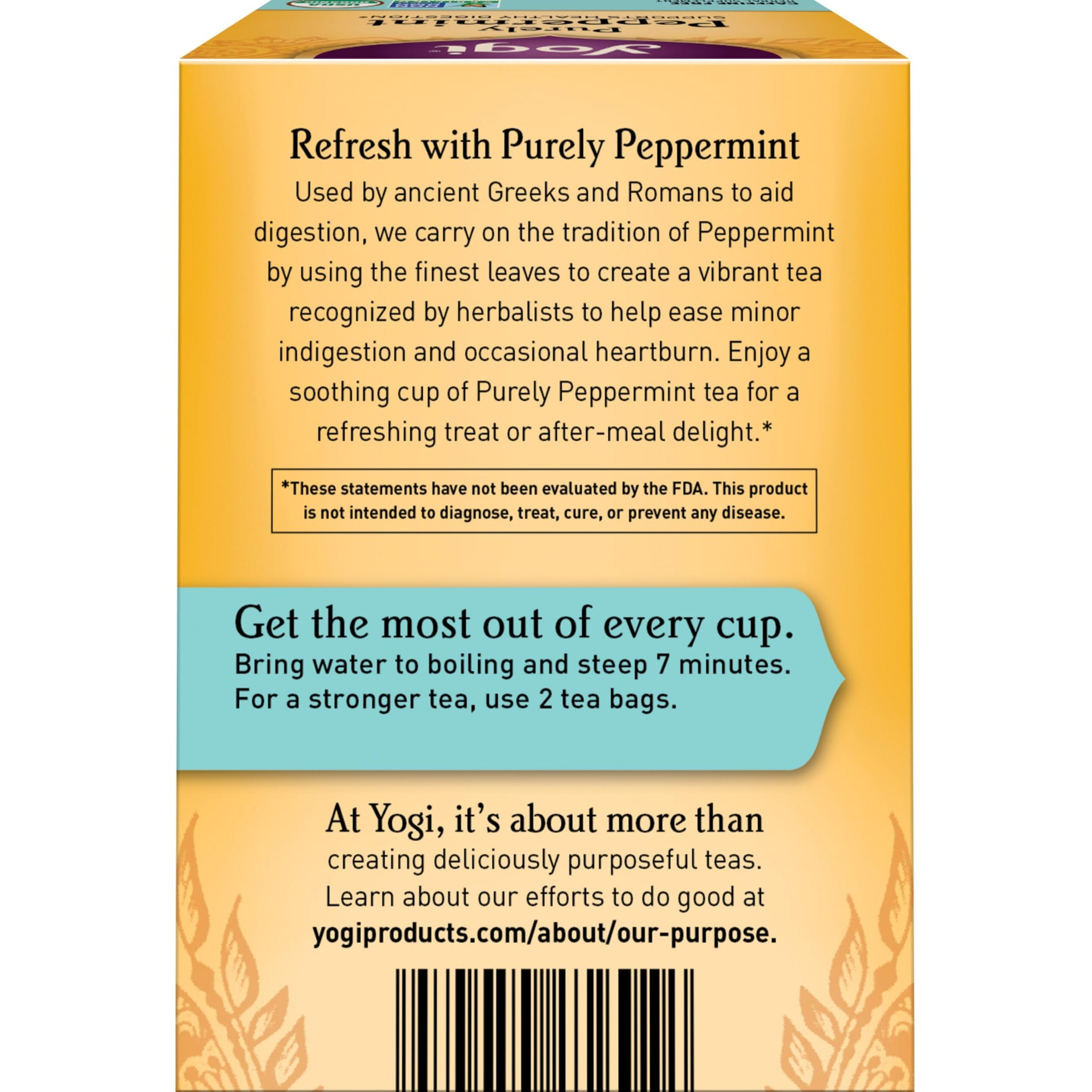 Yogi Organic Herbal Tea caffeine Free Purely Peppermint - 16 Tea Bags - case Of 6(D0102H5WF0T)
