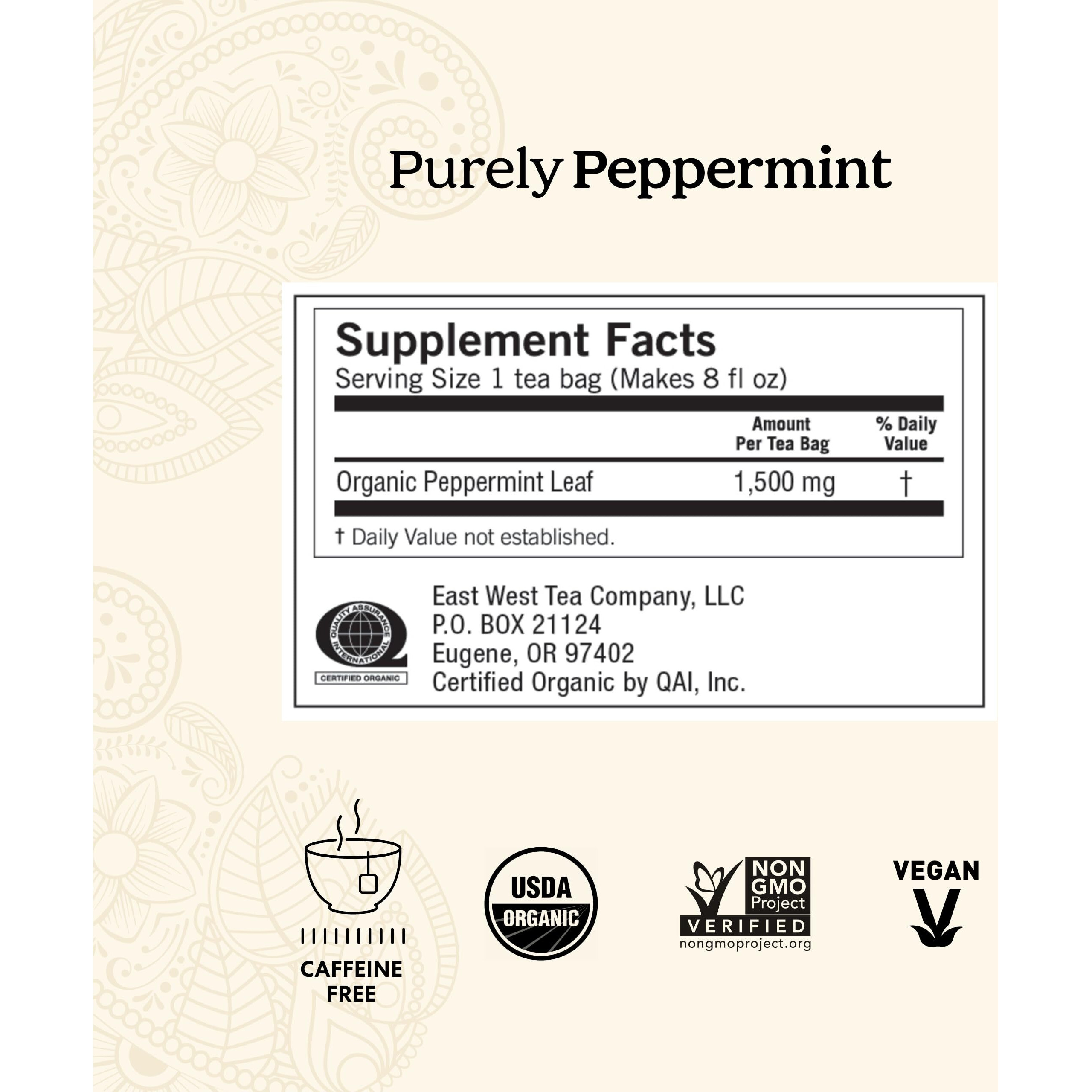 Yogi Organic Herbal Tea caffeine Free Purely Peppermint - 16 Tea Bags - case Of 6(D0102H5WF0T)