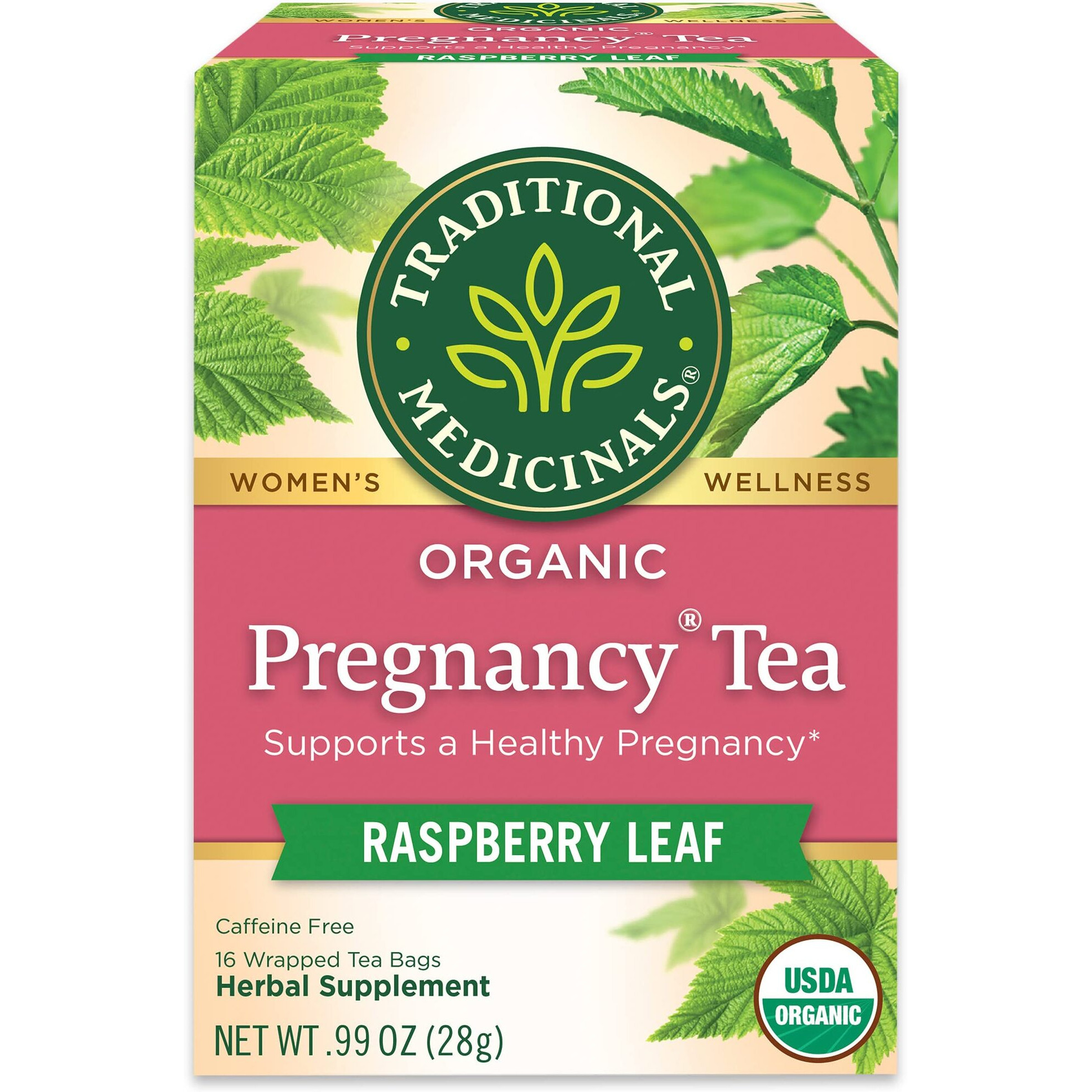 Traditional Medicinals Organic Pregnancy Tea Raspberry Leaf Herbal Tea, Supports Healthy Pregnancy, (Pack of 1) - 16 Tea Bags