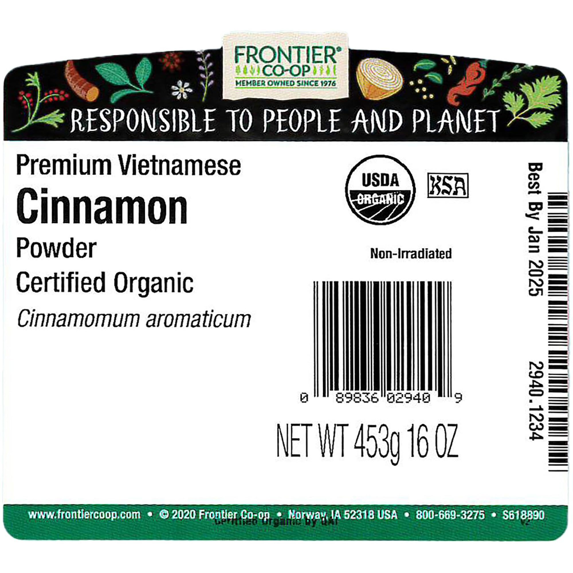 Frontier Herb cinnamon - Organic - ground - Vietnamese - 5 Percent Oil - Bulk - 1 Lb(D0102H5WU0J)