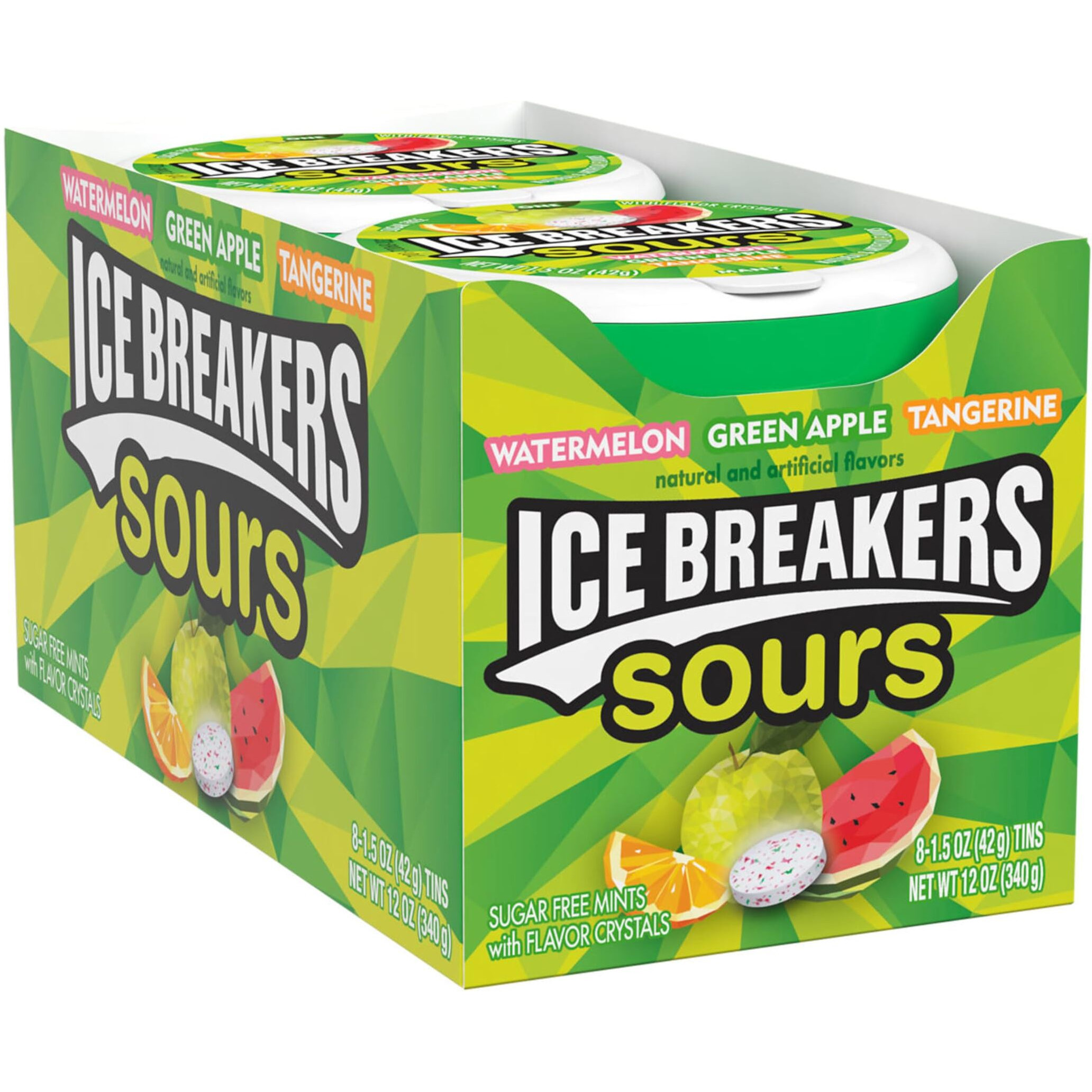 ICE BREAKERS Sours Assorted Fruit Flavored Sugar Free Mints Tins, 1.5 oz (8 Count)
