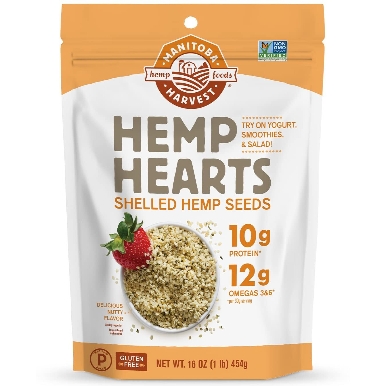 Hemp Seeds, 16oz 10g Plant Based Protein and 12g Omega 3 & 6 per Serving | Perfect for smoothies, yogurt & salad | Non-GMO, Vegan, Keto, Paleo, Gluten Free | Manitoba Harvest