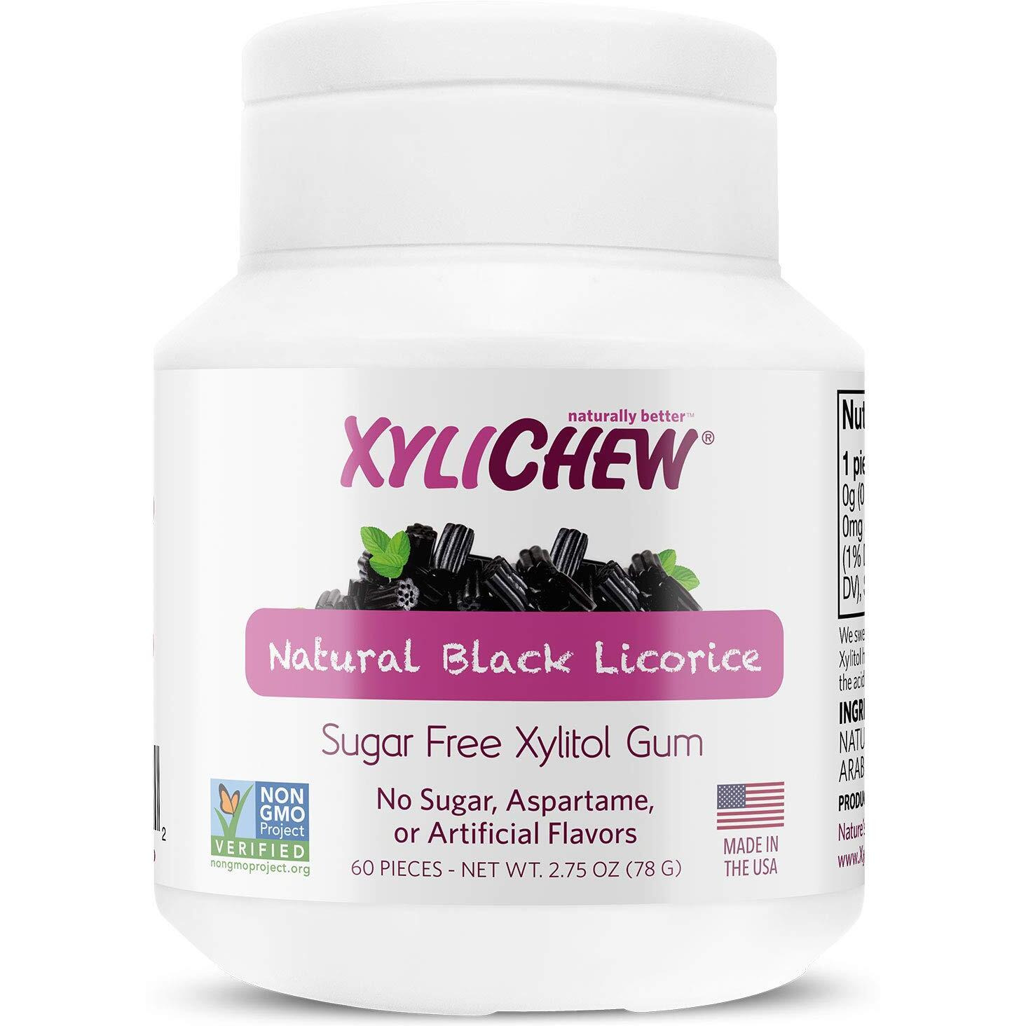 Xylichew - Naturally Better Sugar-Free Chewing Gum, Licorice - 60 Pieces