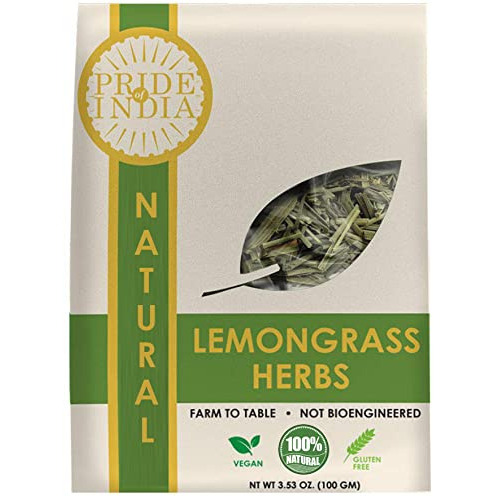 Pride Of India - Natural Dry Indian Lemongrass Herb  353oz (100gm) Full Leaf - certified and Authentic Indian Herb - Perfect for cooking  Soups  Salads  Marinades 50+ Servings(D0102HXUY26)