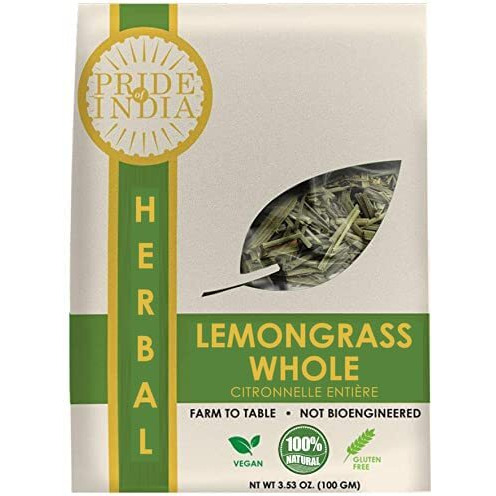 Pride Of India - Natural Dry Indian Lemongrass Herb  353oz (100gm) Full Leaf - certified and Authentic Indian Herb - Perfect for cooking  Soups  Salads  Marinades 50+ Servings(D0102HXUY26)