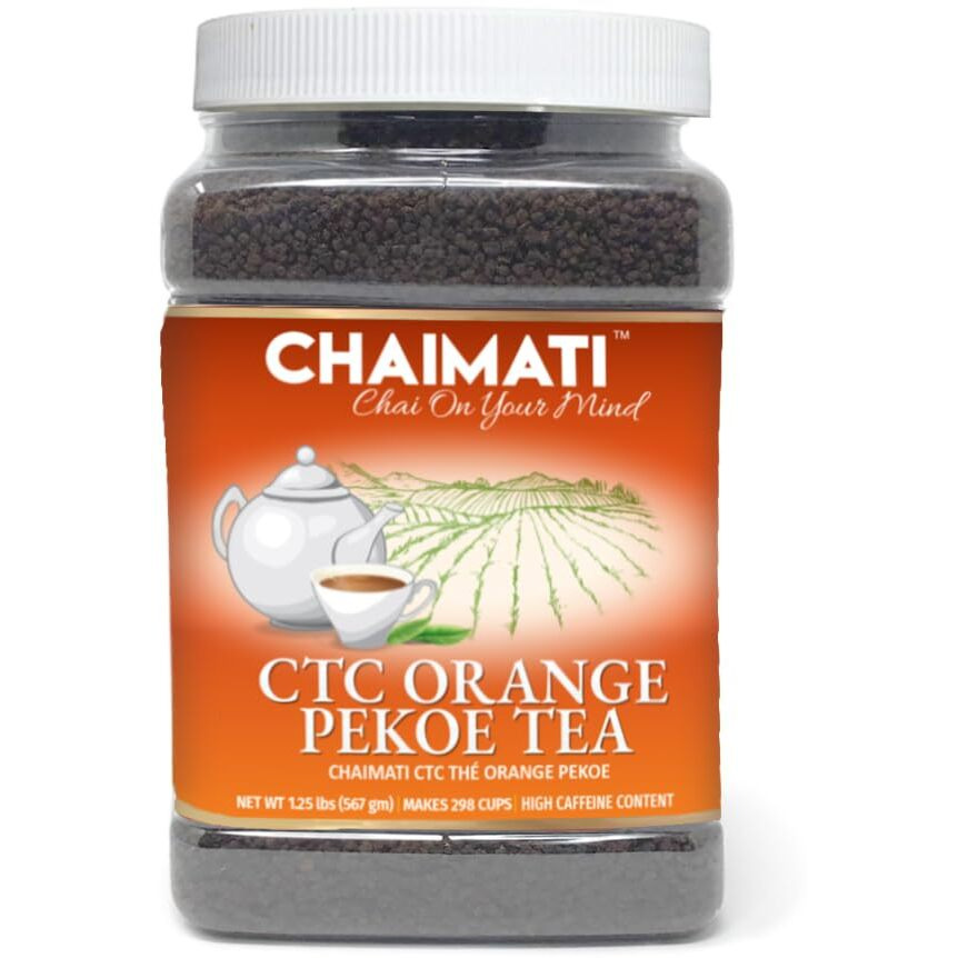 ChaiMati CTC Orange Pekoe Black Tea Malty Awakening Tea Strong Flavor/Smooth undertones High in Caffeine Makes for 350 Cups Easy to Store 24 oz. Food Grade Jar(D0102HPS98A.)