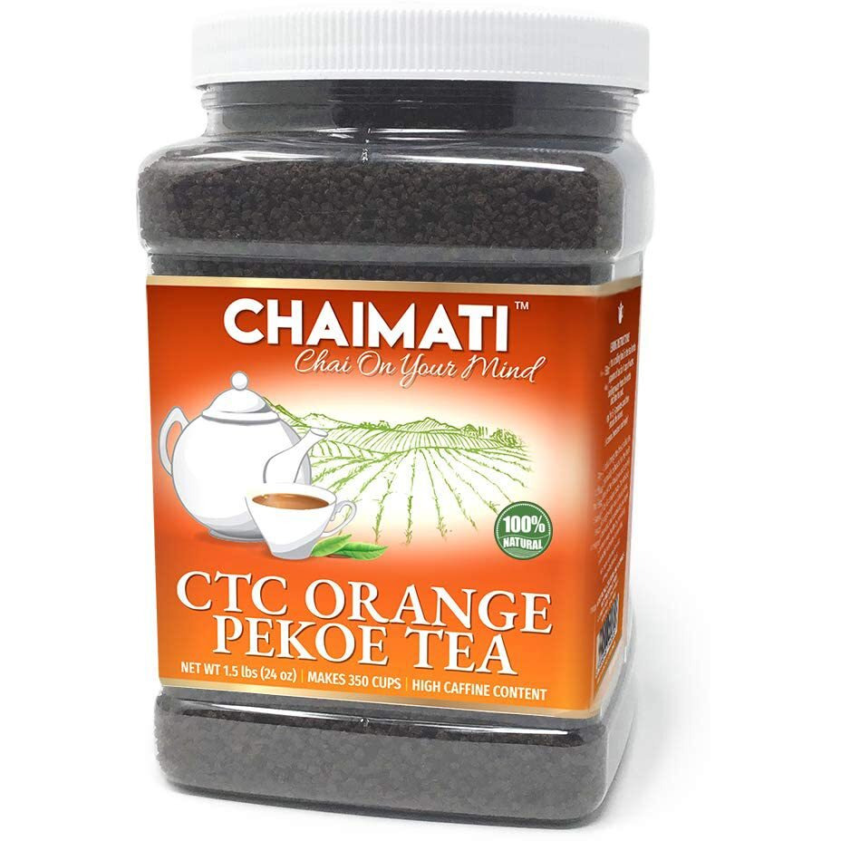 ChaiMati CTC Orange Pekoe Black Tea Malty Awakening Tea Strong Flavor/Smooth undertones High in Caffeine Makes for 350 Cups Easy to Store 24 oz. Food Grade Jar(D0102HPS98A.)