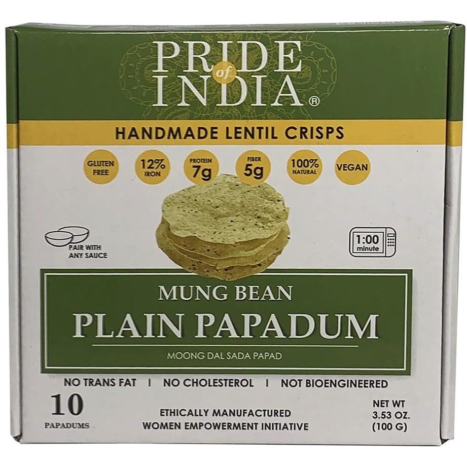 Plain Mung Bean Papadum 10 Ct (100gm) oz(D0102HPINWU.)