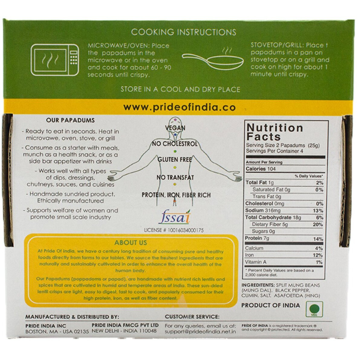 Plain Mung Bean Papadum 10 Ct (100gm) oz(D0102HPINWU.)