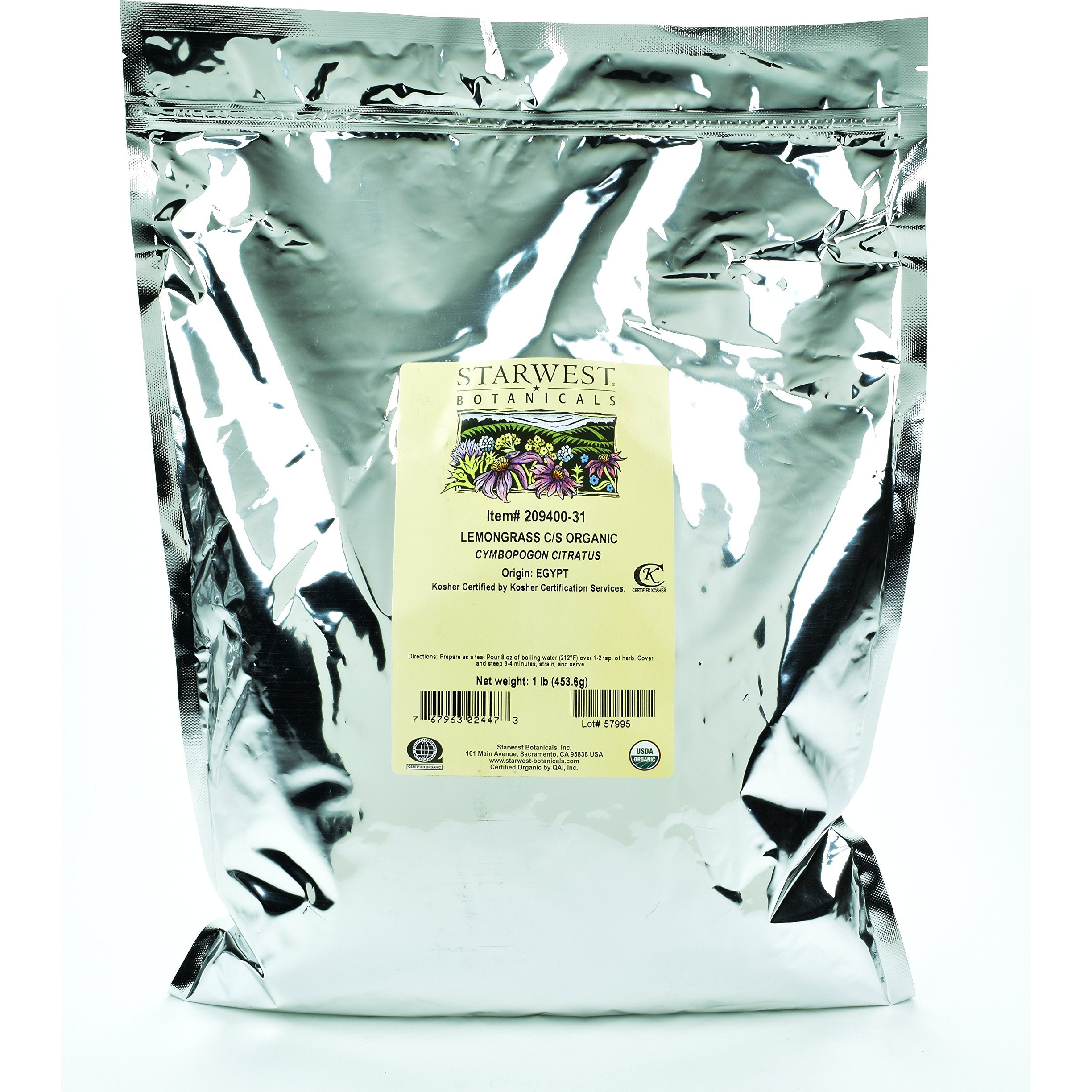 Starwest Botanicals Organic Lemongrass C/S, 1 Pound Food, Original Version