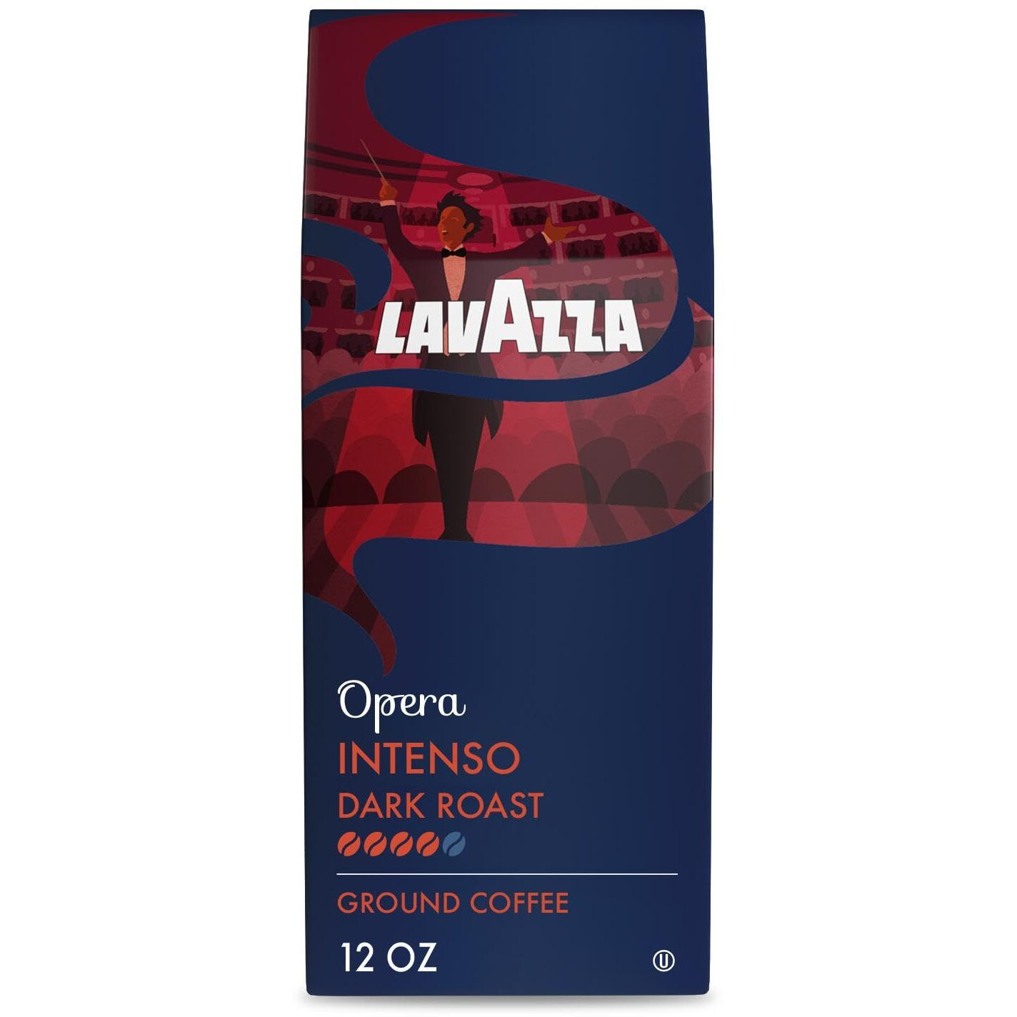 Intenso Dark Roast Ground Coffee by Lavazza for Unisex - 12 oz Coffee
