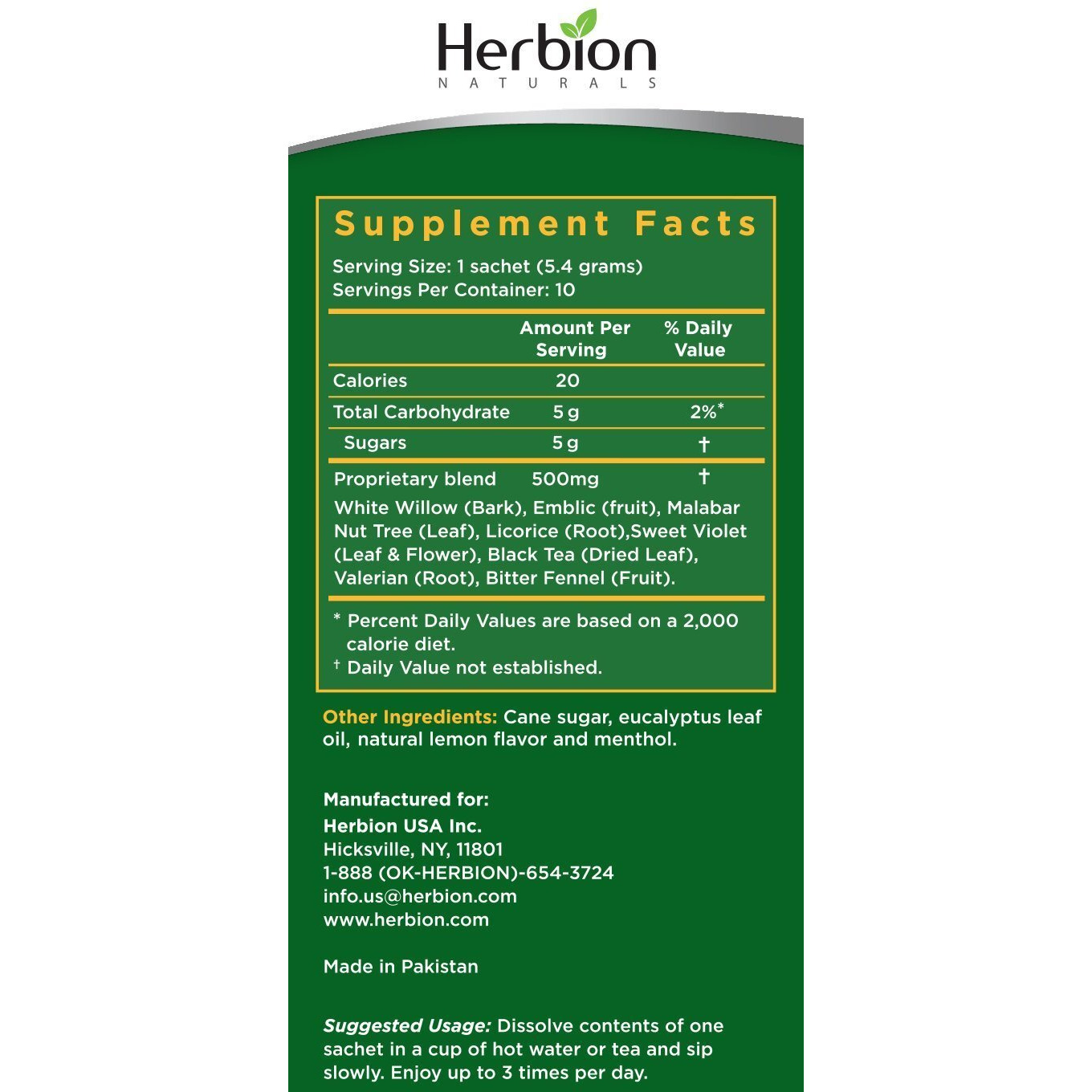 Herbion Naturals Respiratory care - Natural care - Herbal granules - Lemon - 10 Packets(D0102H5NX0X)