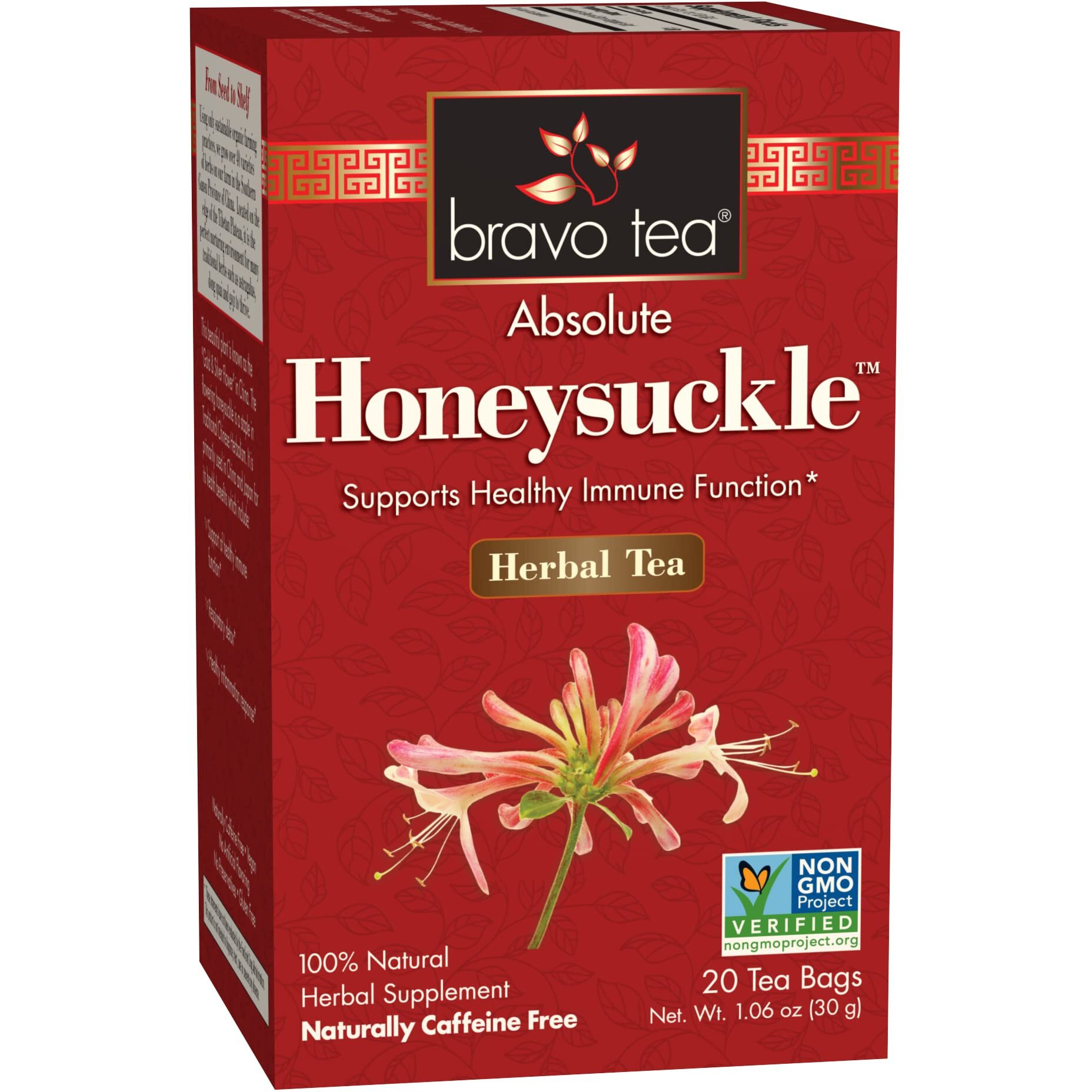 Bravo Tea Honeysuckle Caffeine Free 20 Tea Bags