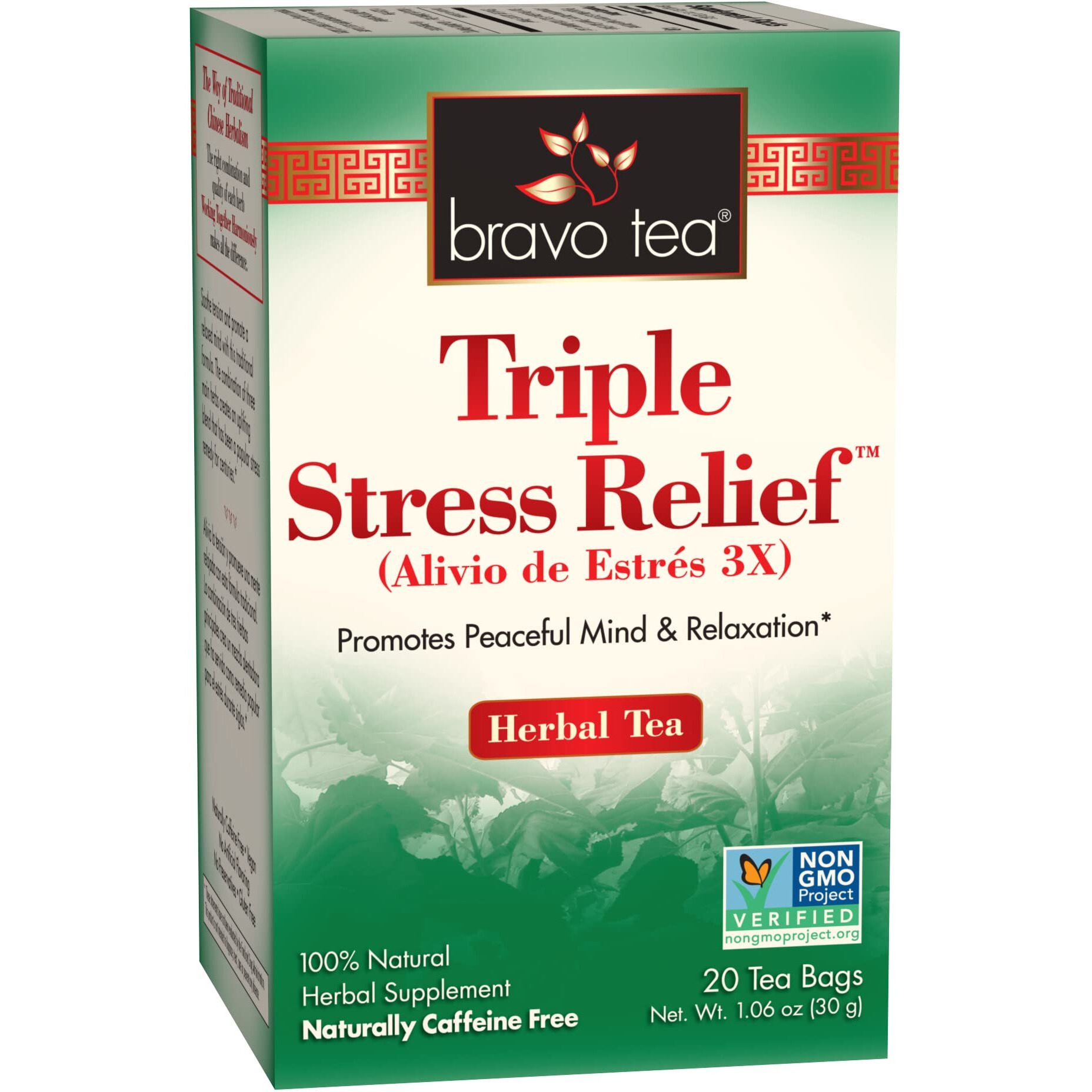 Bravo Tea Triple Stress Relief Caffeine Free 20 Tea Bags