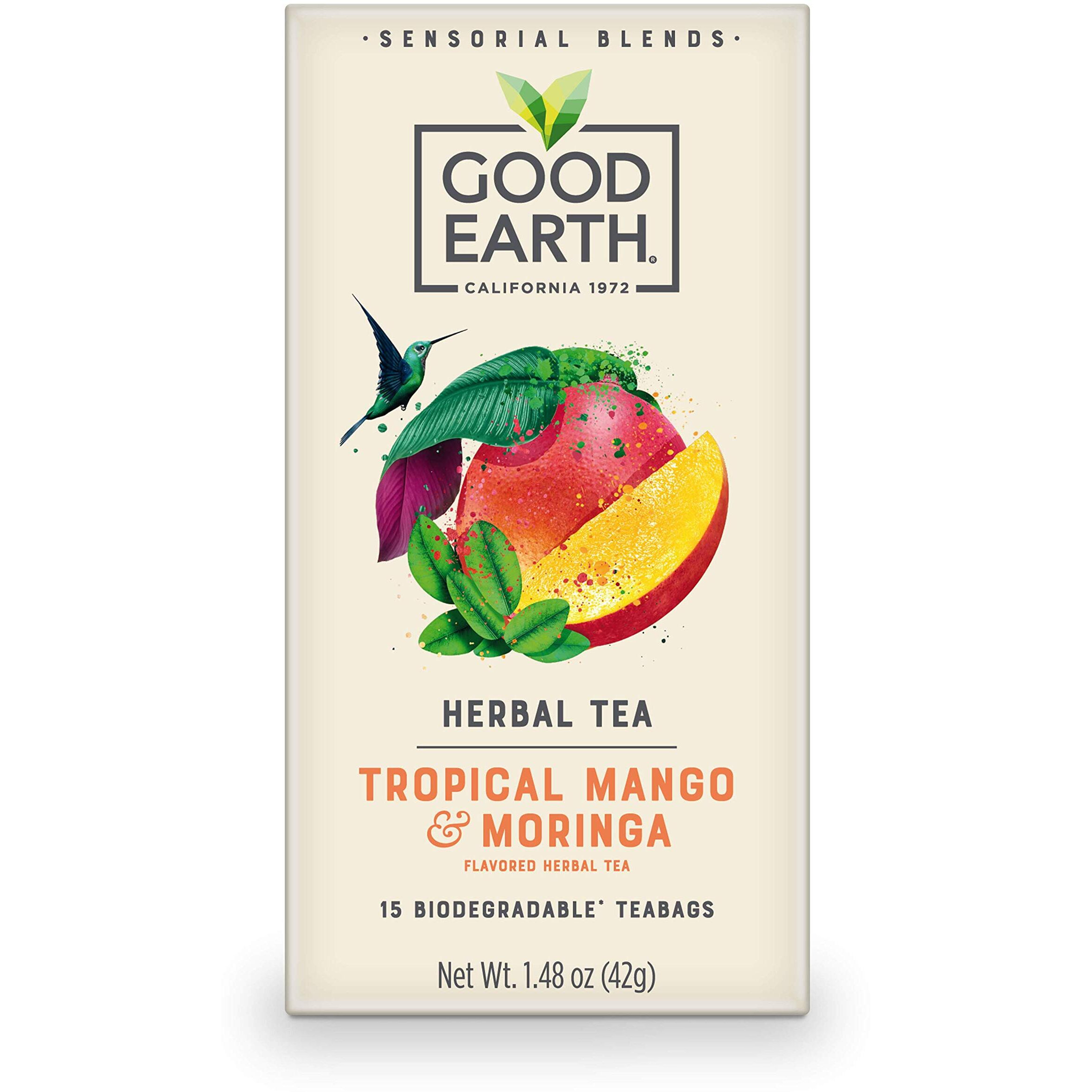 Good Earth Sensorial Blends Tropical Moringa & Mango Herbal Tea, 15Count