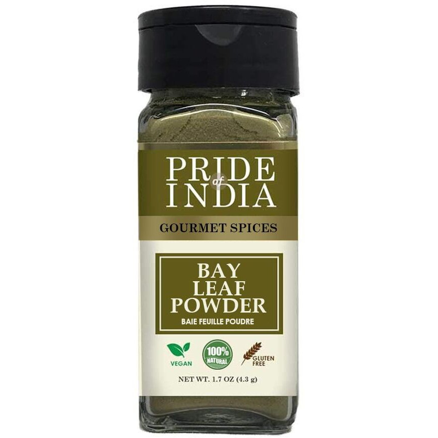Pride of India Bay Leaf Powder Fresh & Authentic Bay Leaf Ground Gourmet Spice Good for Seasoning Stews/Soups/Tea Easy to Use 1.7 oz. Small Dual Sifter Jar(D0102HP6B6V.)