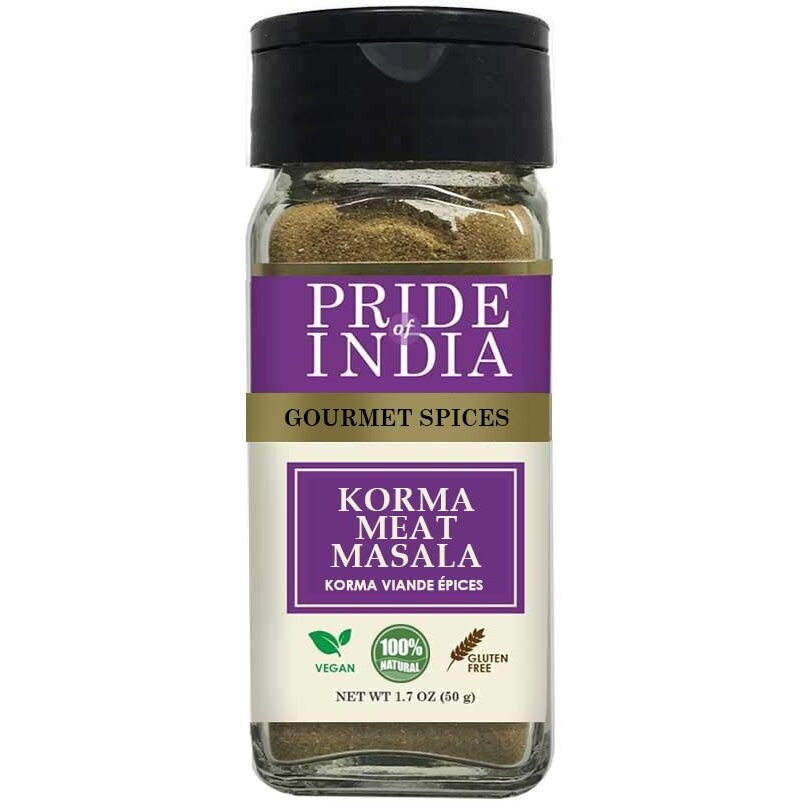 Pride of India Korma Meat Masala Mix Ideal for Traditional Meat/Lamb Curry Gourmet & Flavorful Seasoning Spice Blend Easy to Use - 1.7 oz. Small Dual Sifter Bottle(D0102HP6BTV.)