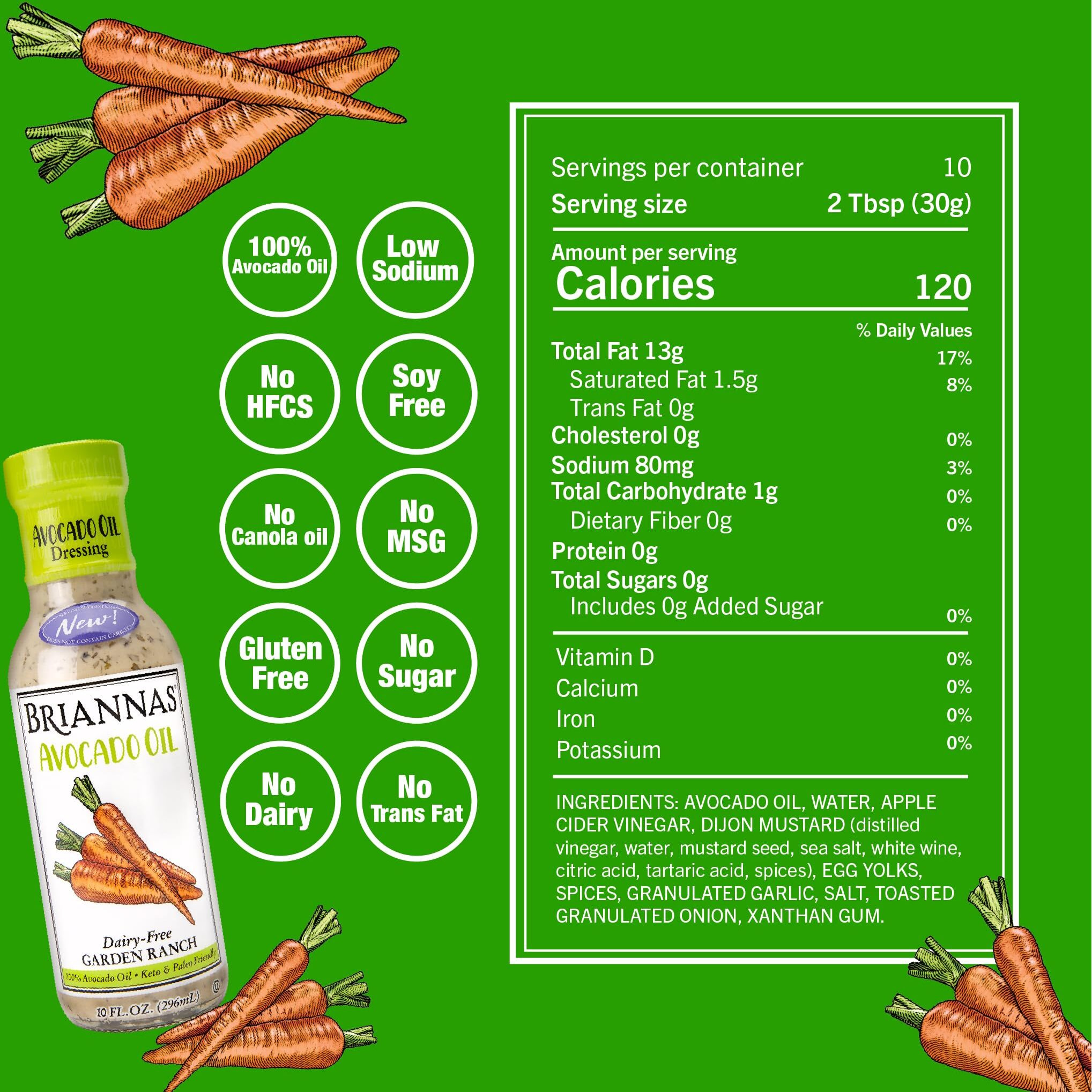 Briannas - Dressing Df Ranch Avo Oil - case Of 6-10 Fz(D0102H54SN2)