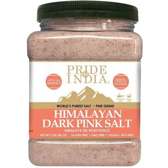 Pride Of India - Pure Himalayan Pink Salt - Enriched w 84+ Natural Minerals  Fine grind 5 Pound Jar(D0102H73UPX)