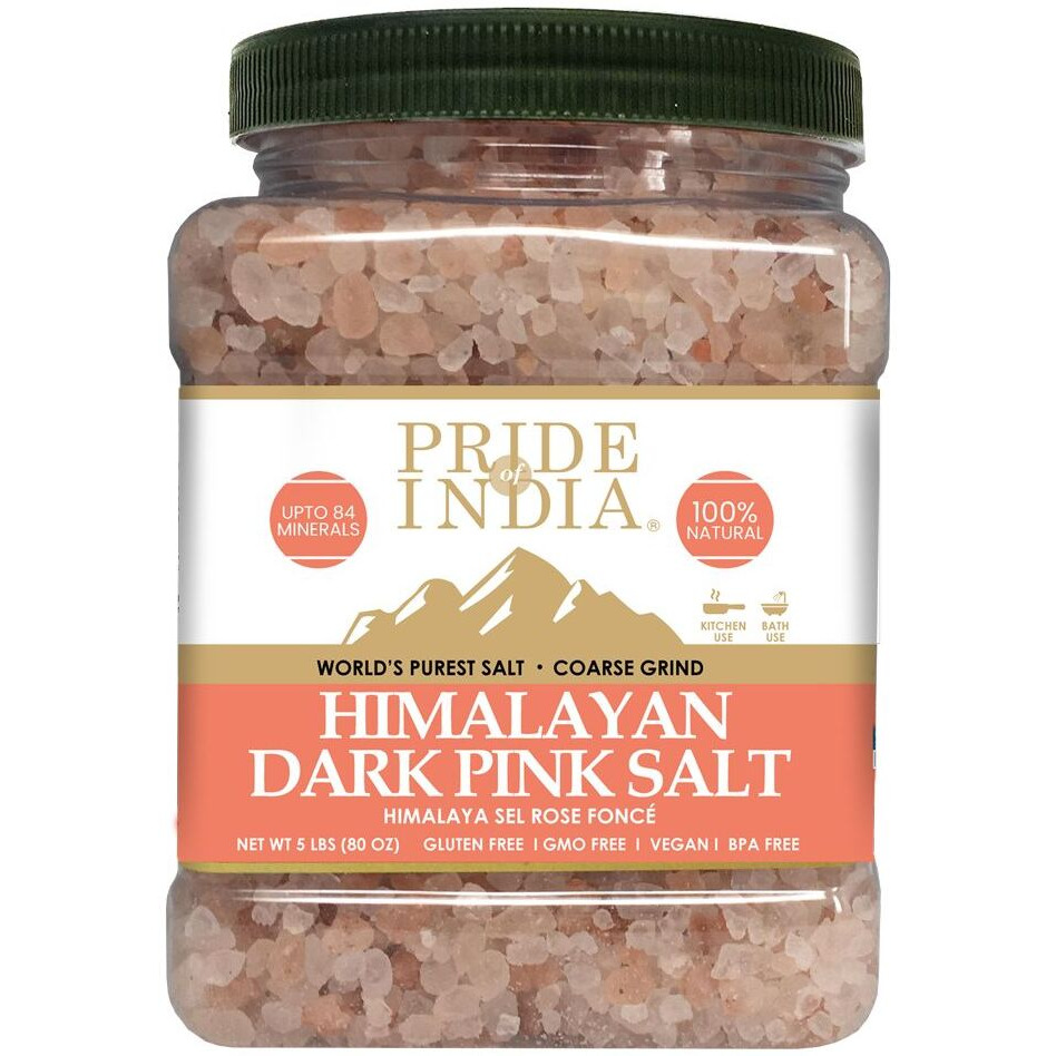 Pride Of India - Himalayan Rock Salt - 84+ Natural Mineral Enriched (Pure Himalayan Pink Salt  coarse grind 5 Pound Jar)(D0102H73UE8)