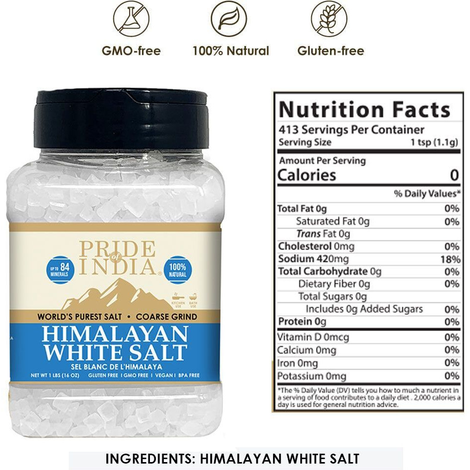 Himalayan White Salt by Pride Of India - 1lb(D0102H5QF52)