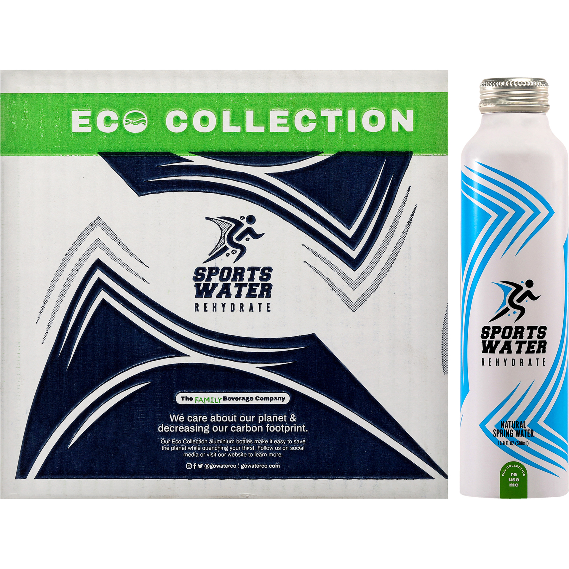 Sports Aluminum Water Bottle by Sports Water for Unisex - 12 X 16.9 oz Water