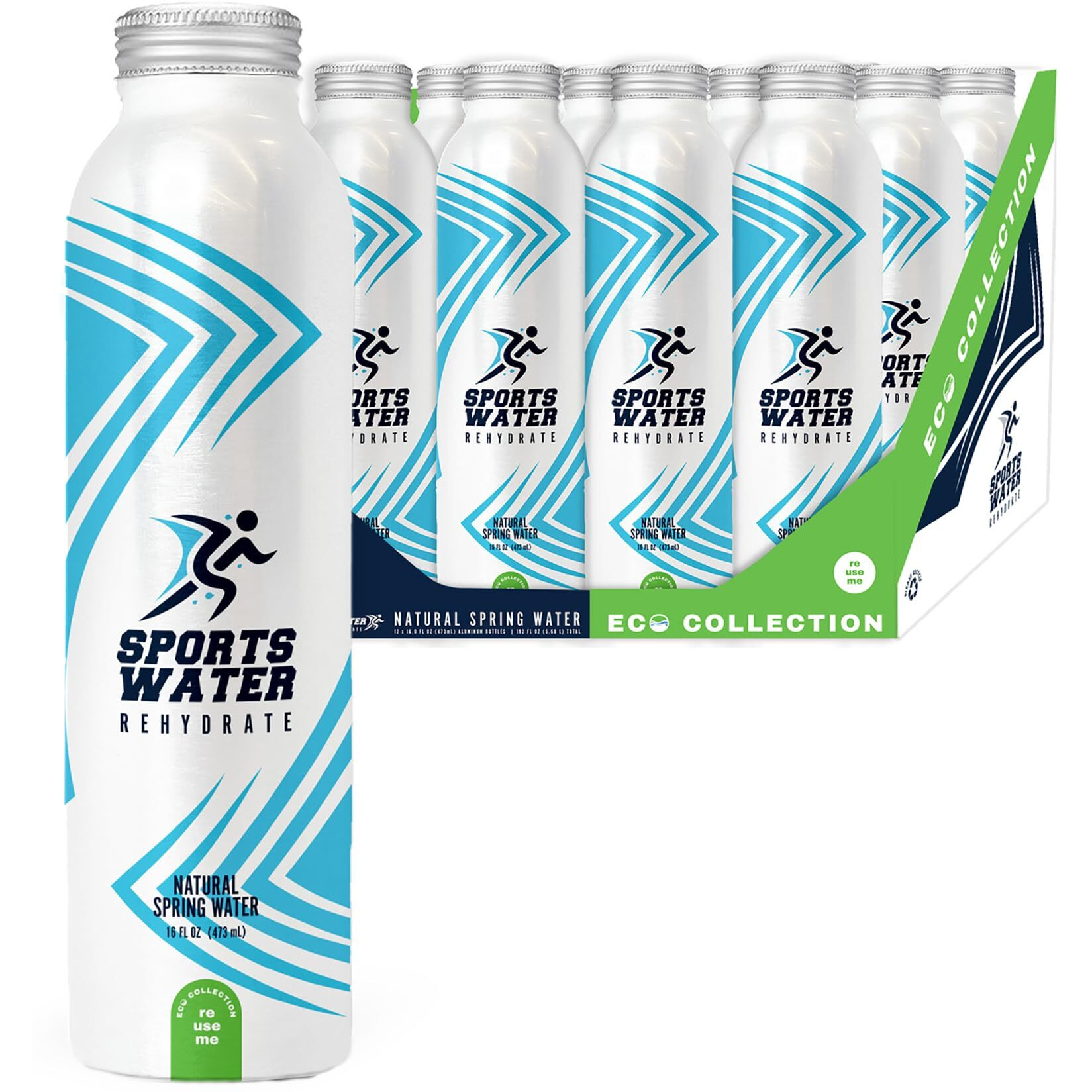Sports Aluminum Water Bottle by Sports Water for Unisex - 12 X 16.9 oz Water