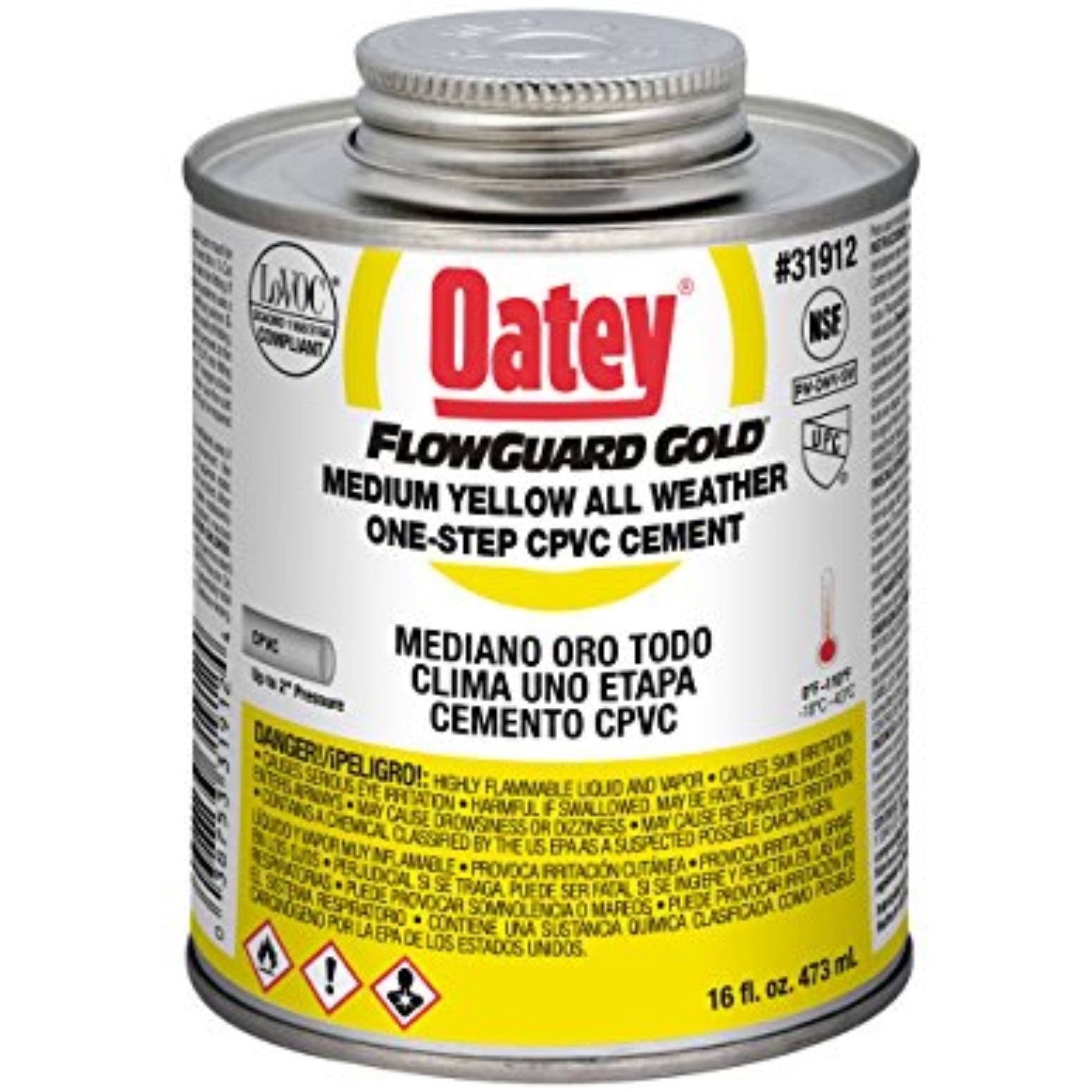 4095881 CEMENT FLOWGUARD 16OZ Oatey FlowGuard Gold All Weather One-Step Yellow Cement For CPVC 16 oz (Pack of 1)