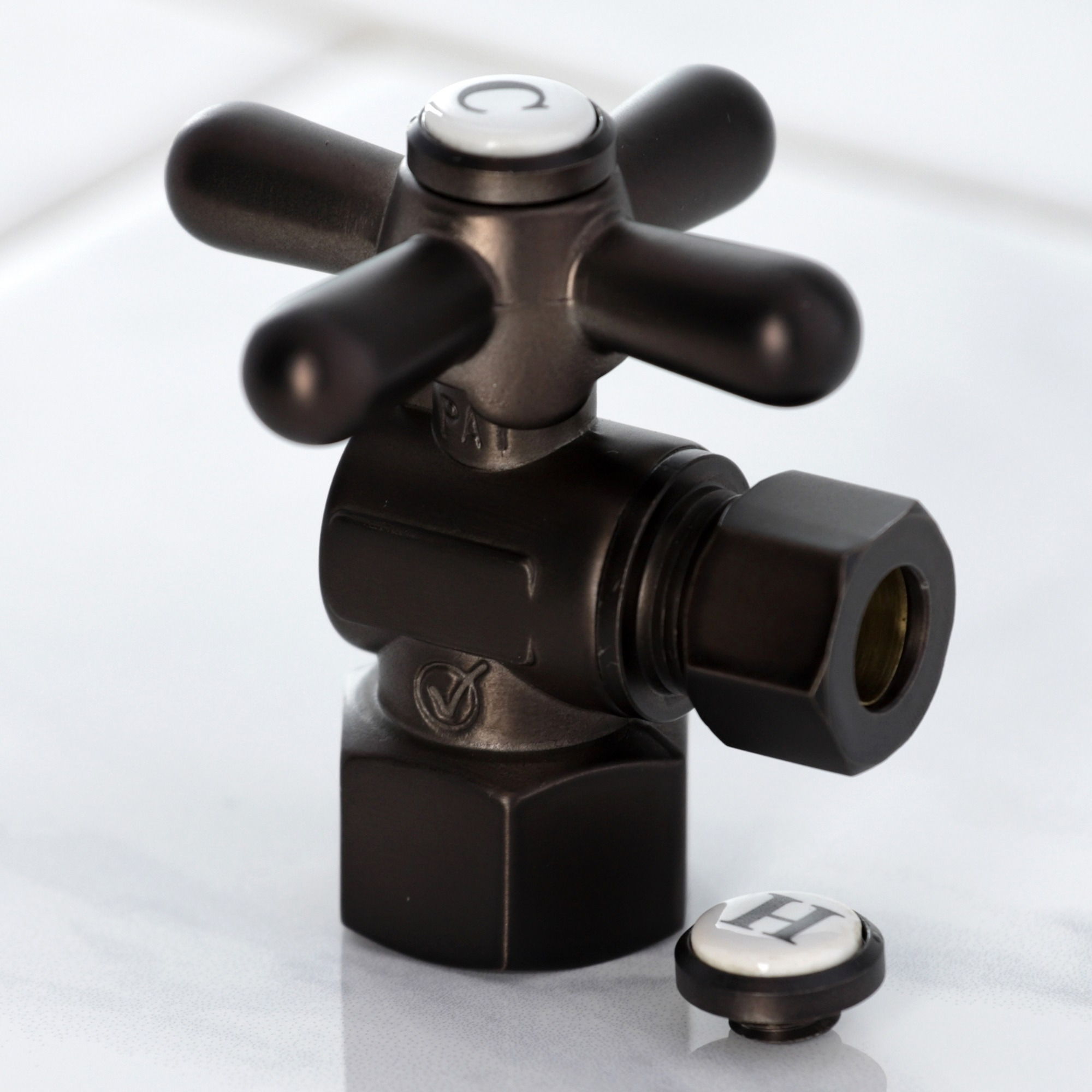 Kingston Brass CC43105X Quarter Turn Valves (1/2-Inch FIP X 3/8-Inch O.D. Compression), Oil Rubbed Bronze