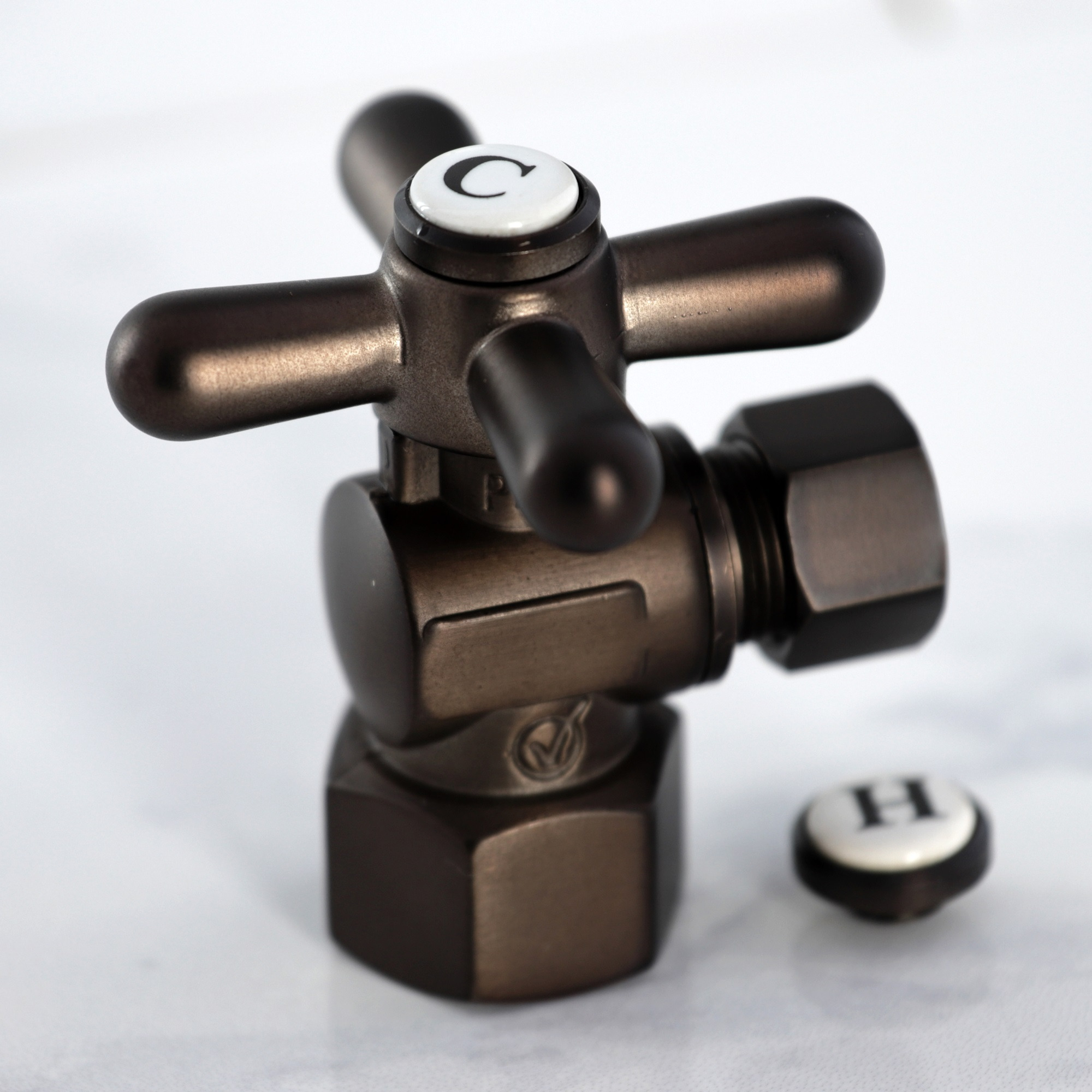 Kingston Brass CC43105X Quarter Turn Valves (1/2-Inch FIP X 3/8-Inch O.D. Compression), Oil Rubbed Bronze