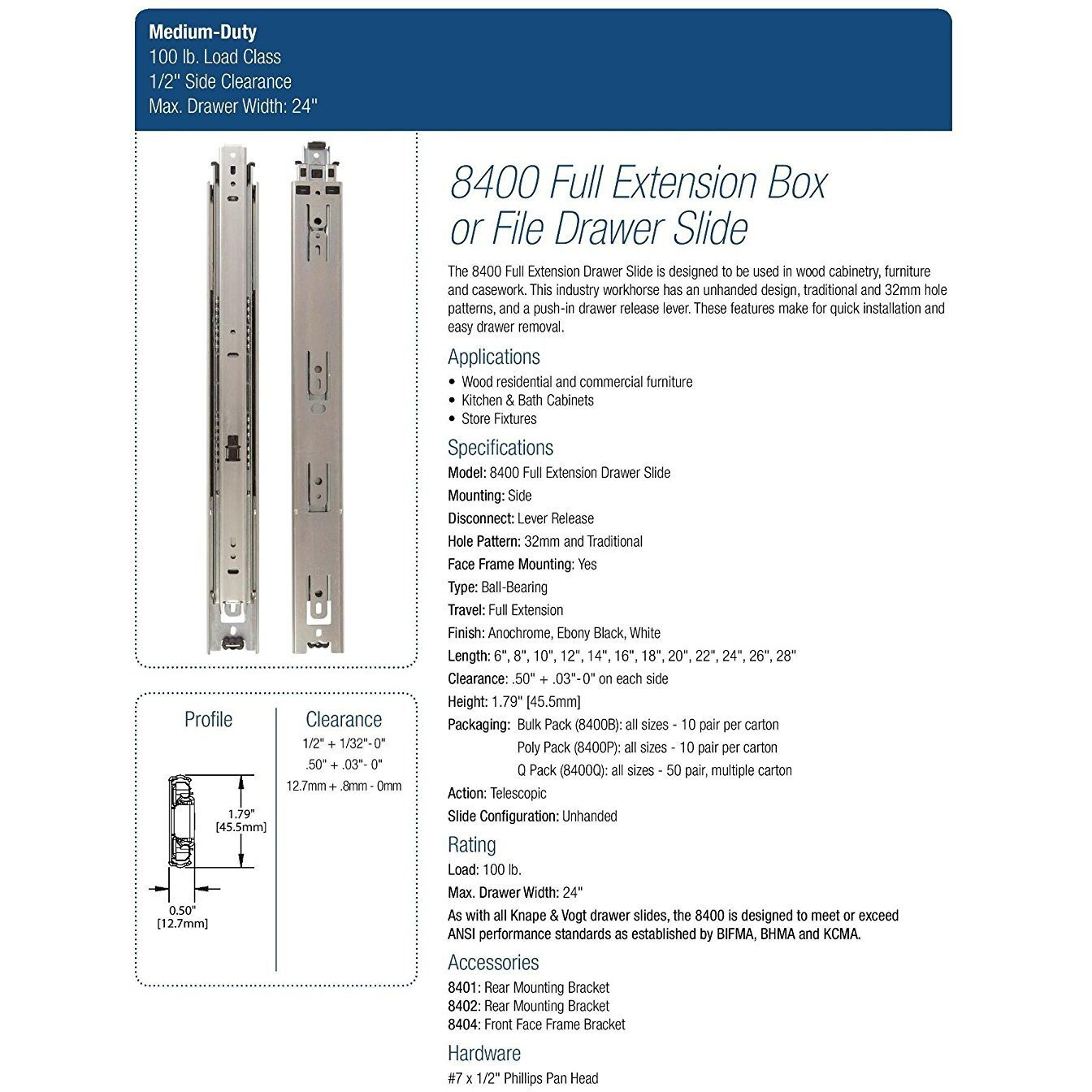 DRAWER SLIDE WHT 12&quotL (Pack of 1)