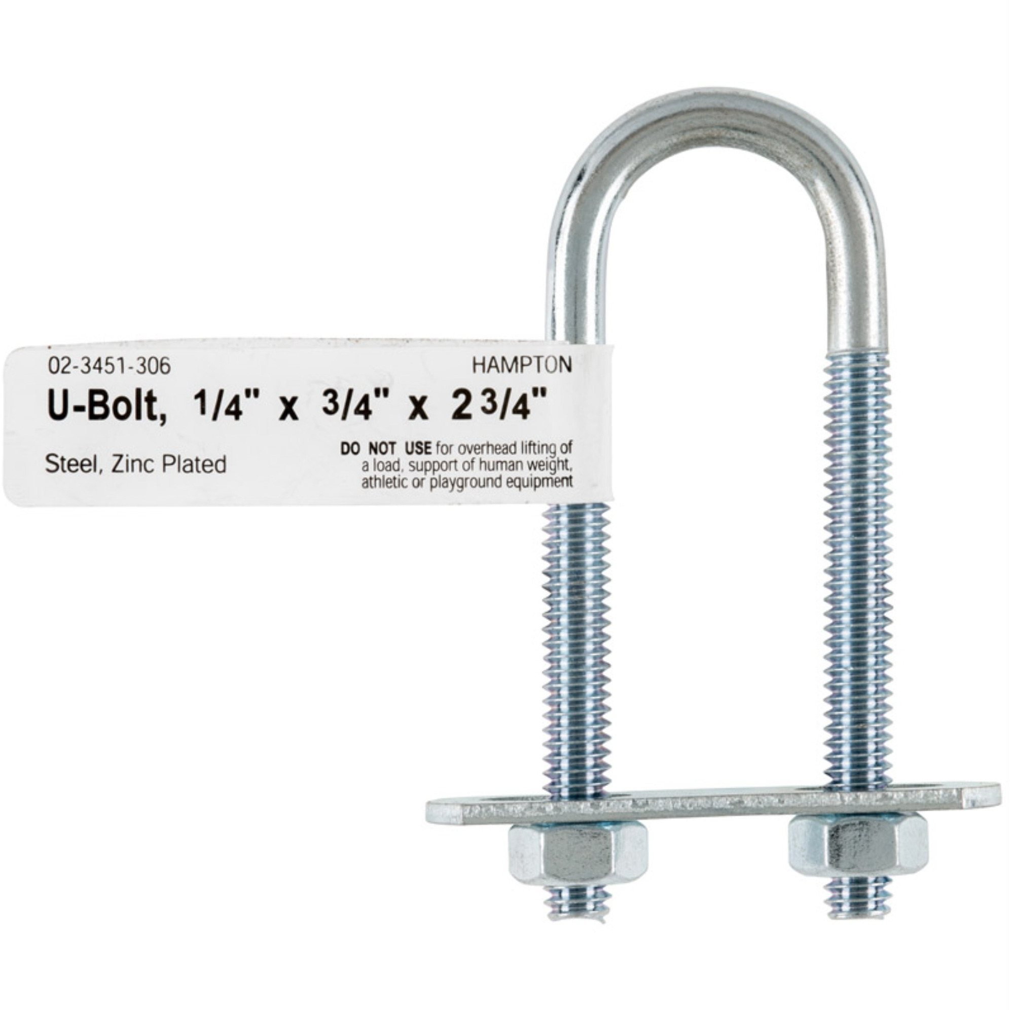 BOLT U 1/4"&quotX3/4"&quotX2.75"" (Pack of 10)