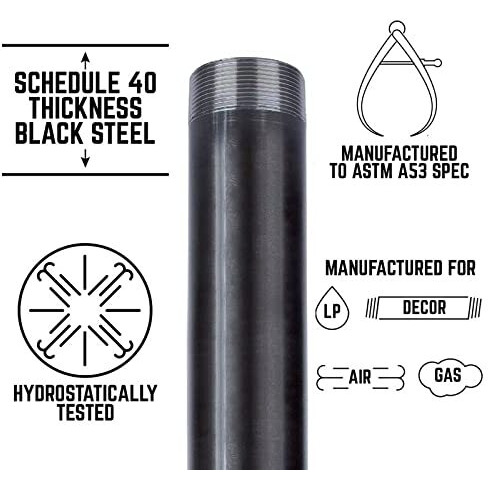 NIPPLE 3 X 8" BLACK (Pack of 1)