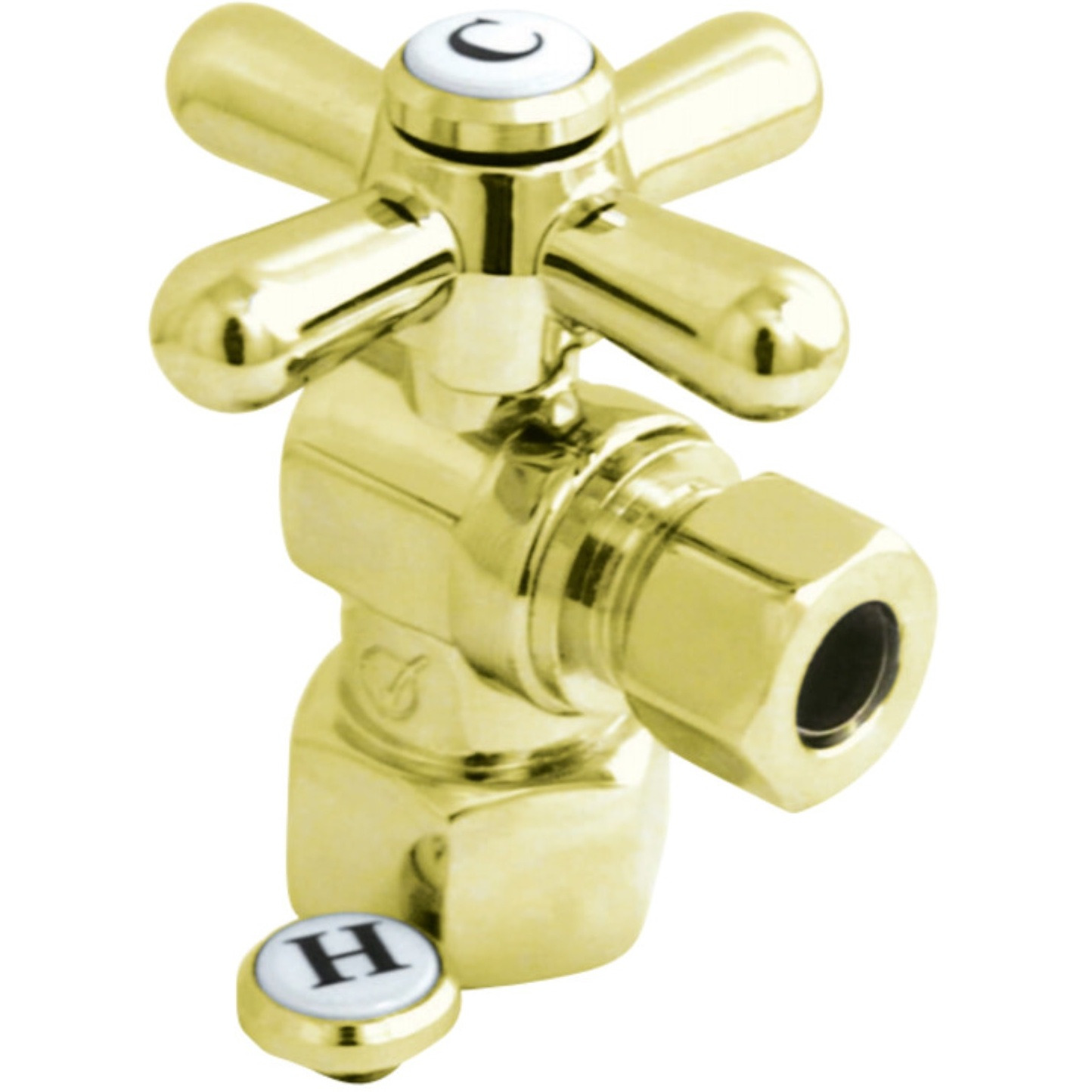 Kingston Brass CC43102X Quarter Turn Valves (1/2-Inch FIP X 3/8-Inch O.D. Compression), Polished Brass