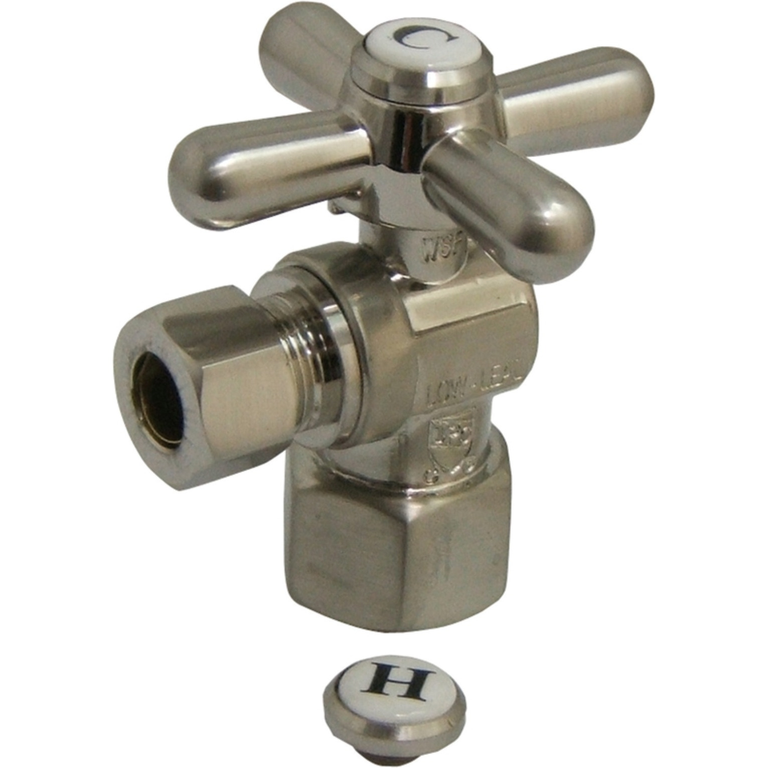 Kingston Brass CC43108X Quarter Turn Valves (1/2-Inch FIP X 3/8-Inch O.D. Compression), Brushed Nickel