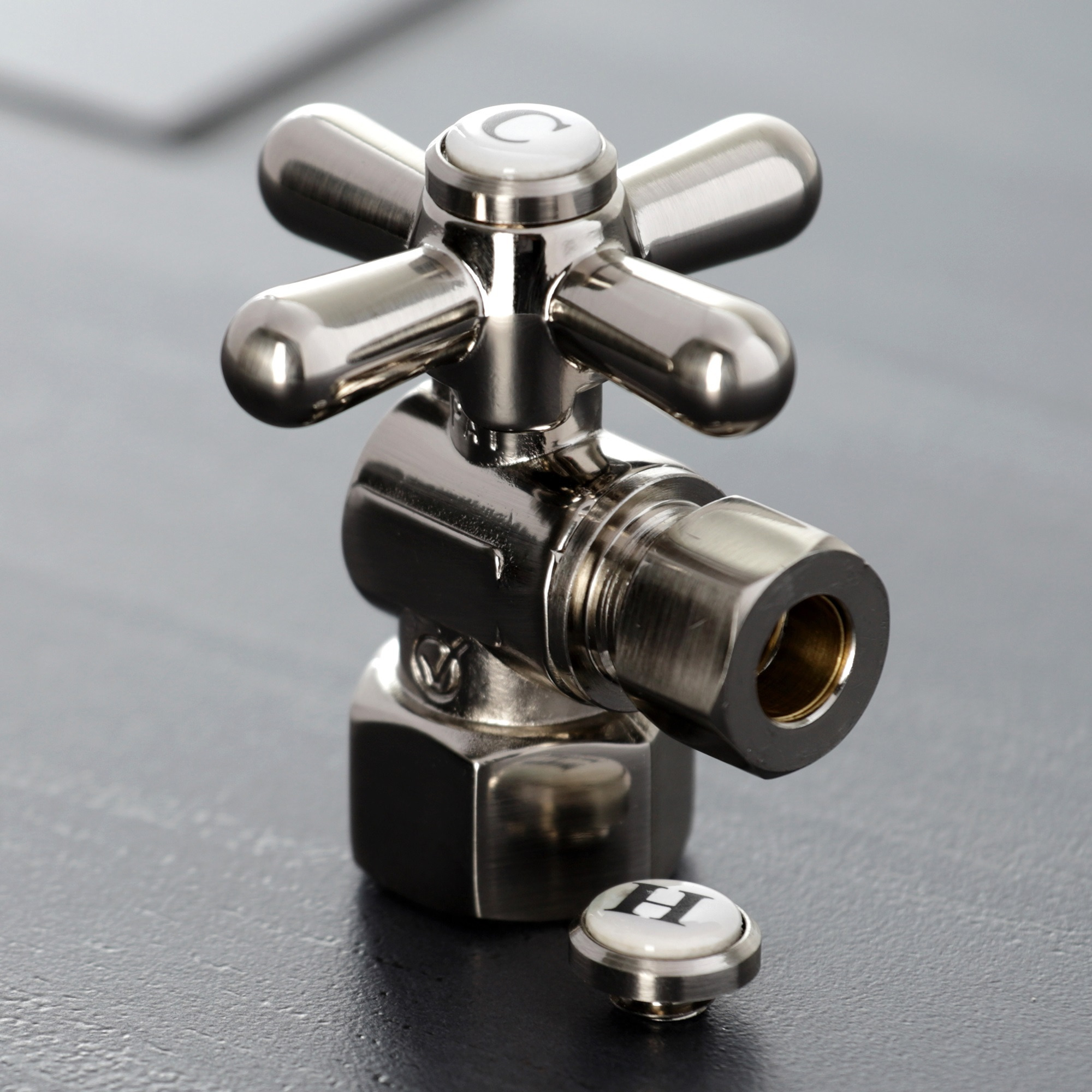 Kingston Brass CC43108X Quarter Turn Valves (1/2-Inch FIP X 3/8-Inch O.D. Compression), Brushed Nickel