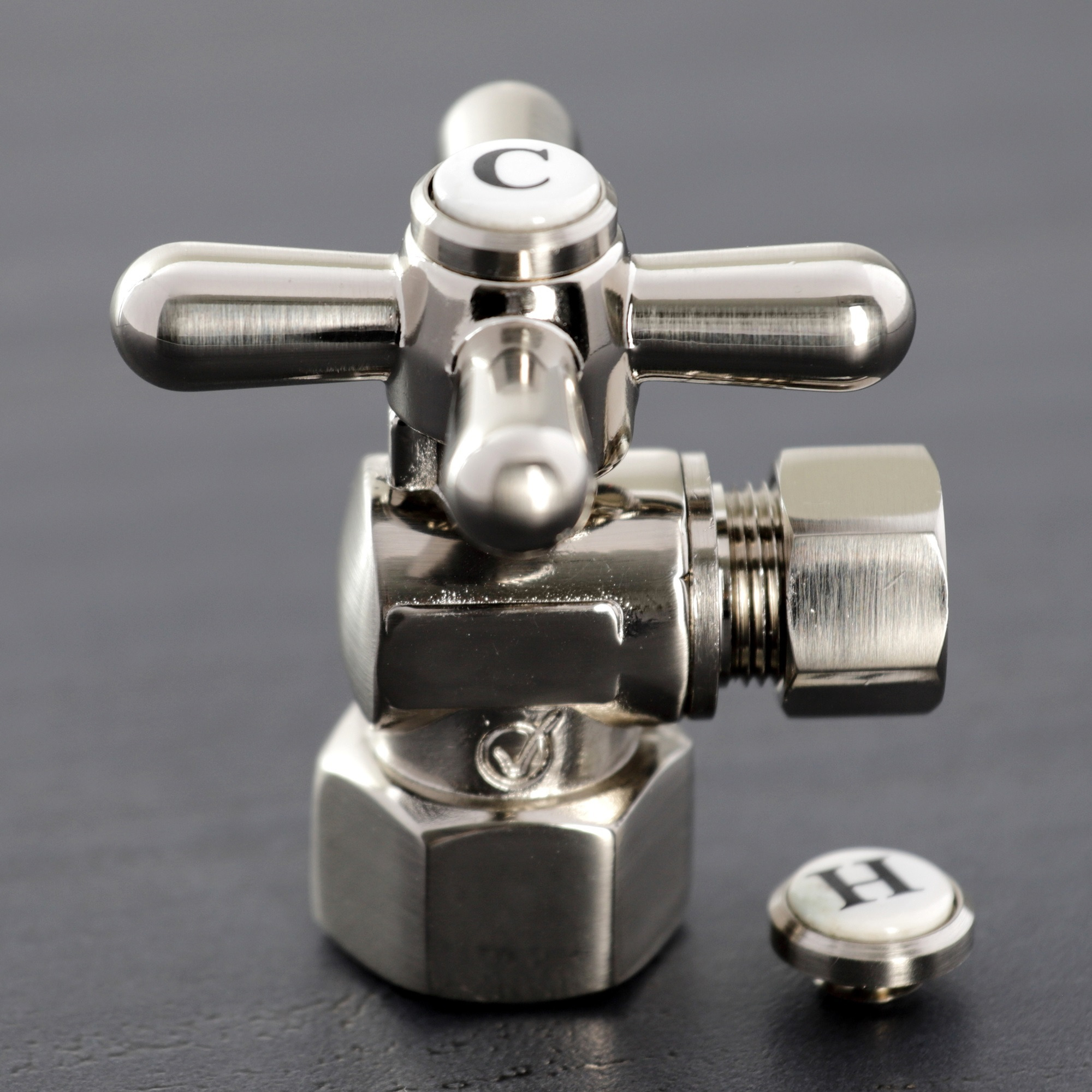 Kingston Brass CC43108X Quarter Turn Valves (1/2-Inch FIP X 3/8-Inch O.D. Compression), Brushed Nickel