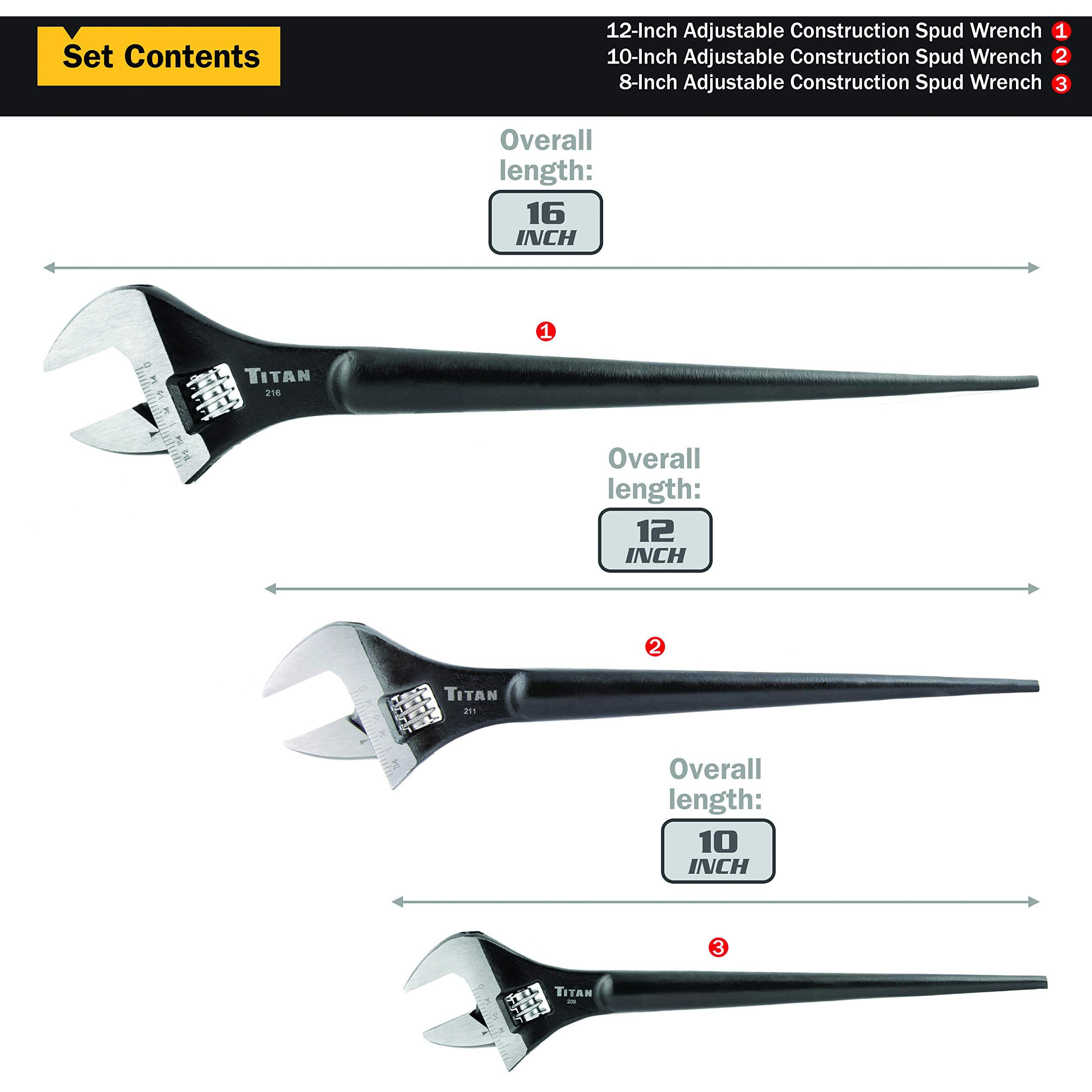 Titan Tool 3 pc Adjustable Construction Wrench Set