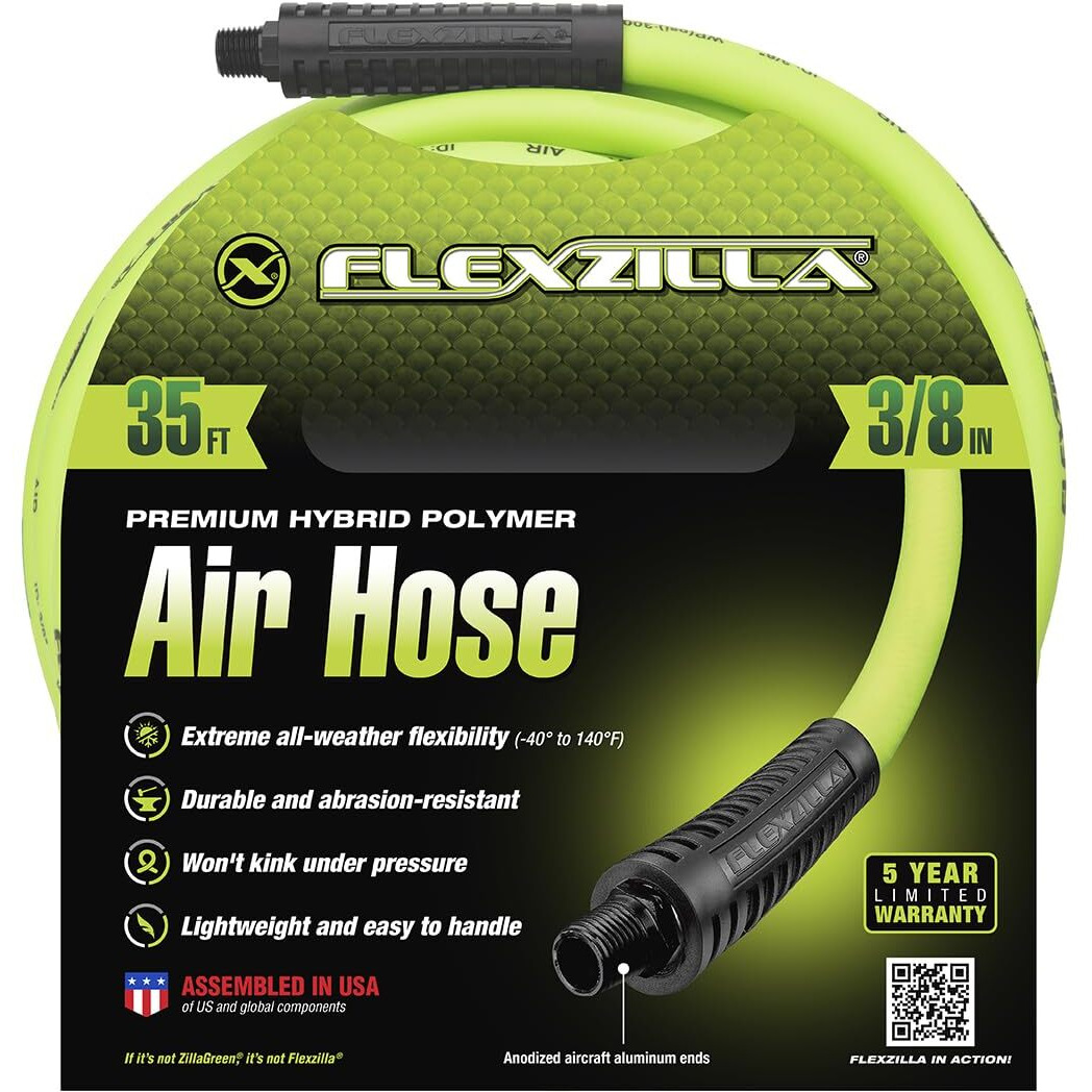 Flexzilla Air Hose 3/8" x 25' 1/4" MNPT Fittings ZillaGreen