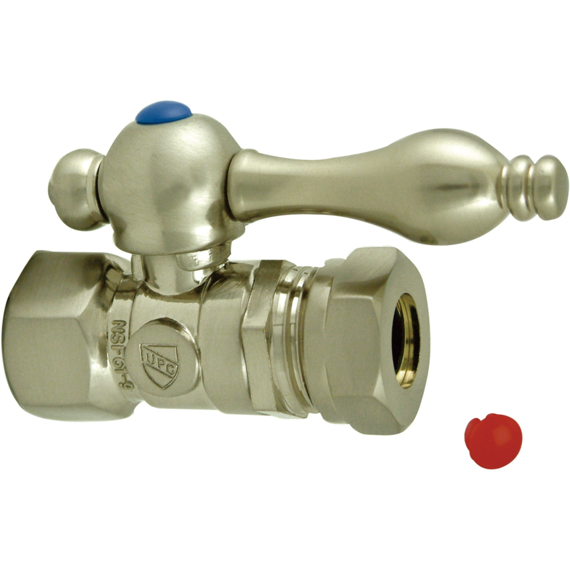 Kingston Brass CC44158 Quarter Turn Valves (1/2-Inch FIP X 1/2-Inch and 7/16-Inch O.D. Slip Joint), Brushed Nickel