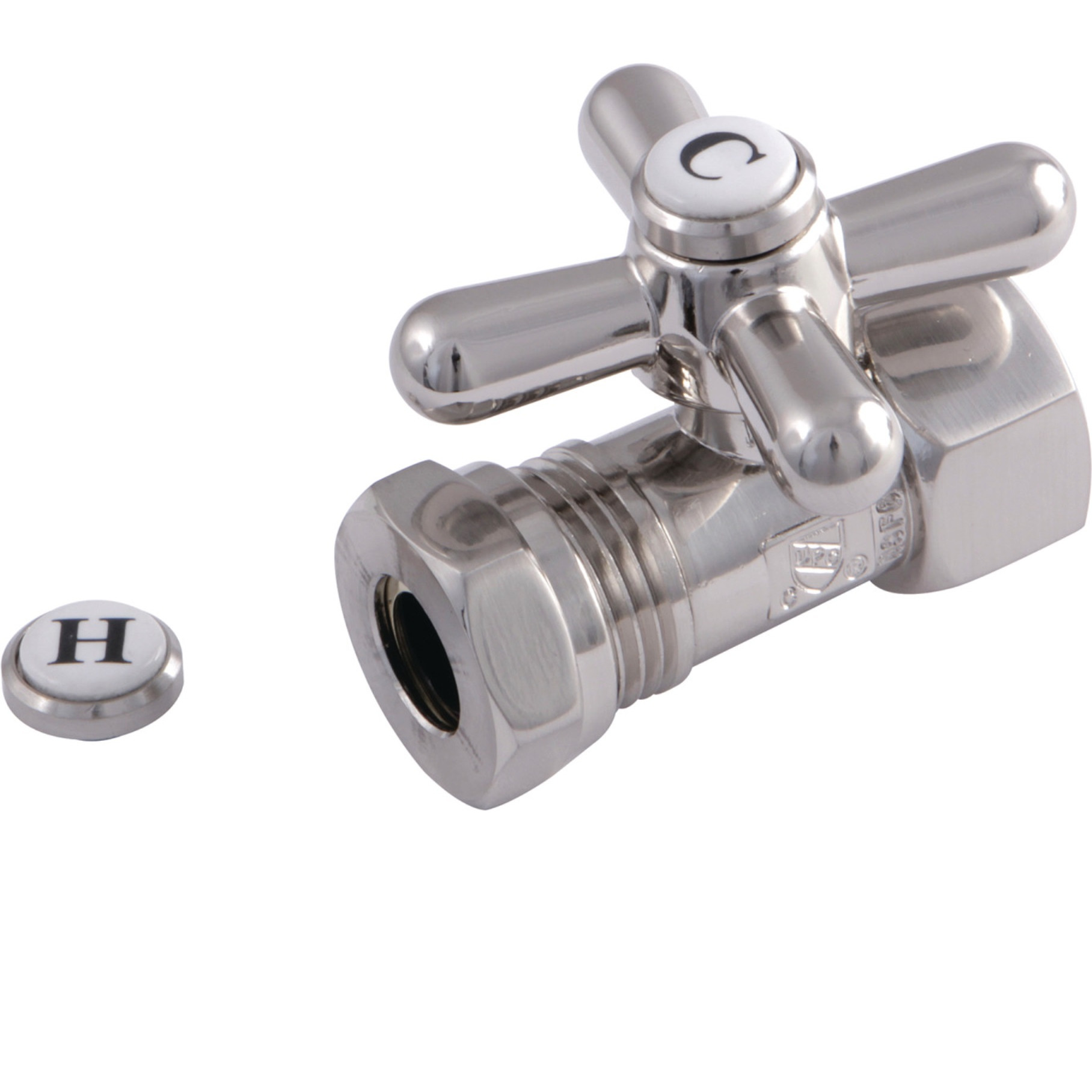 Kingston Brass CC44158X Quarter Turn Valves (1/2-Inch FIP X 1/2-Inch and 7/16-Inch O.D. Slip Joint), Brushed Nickel