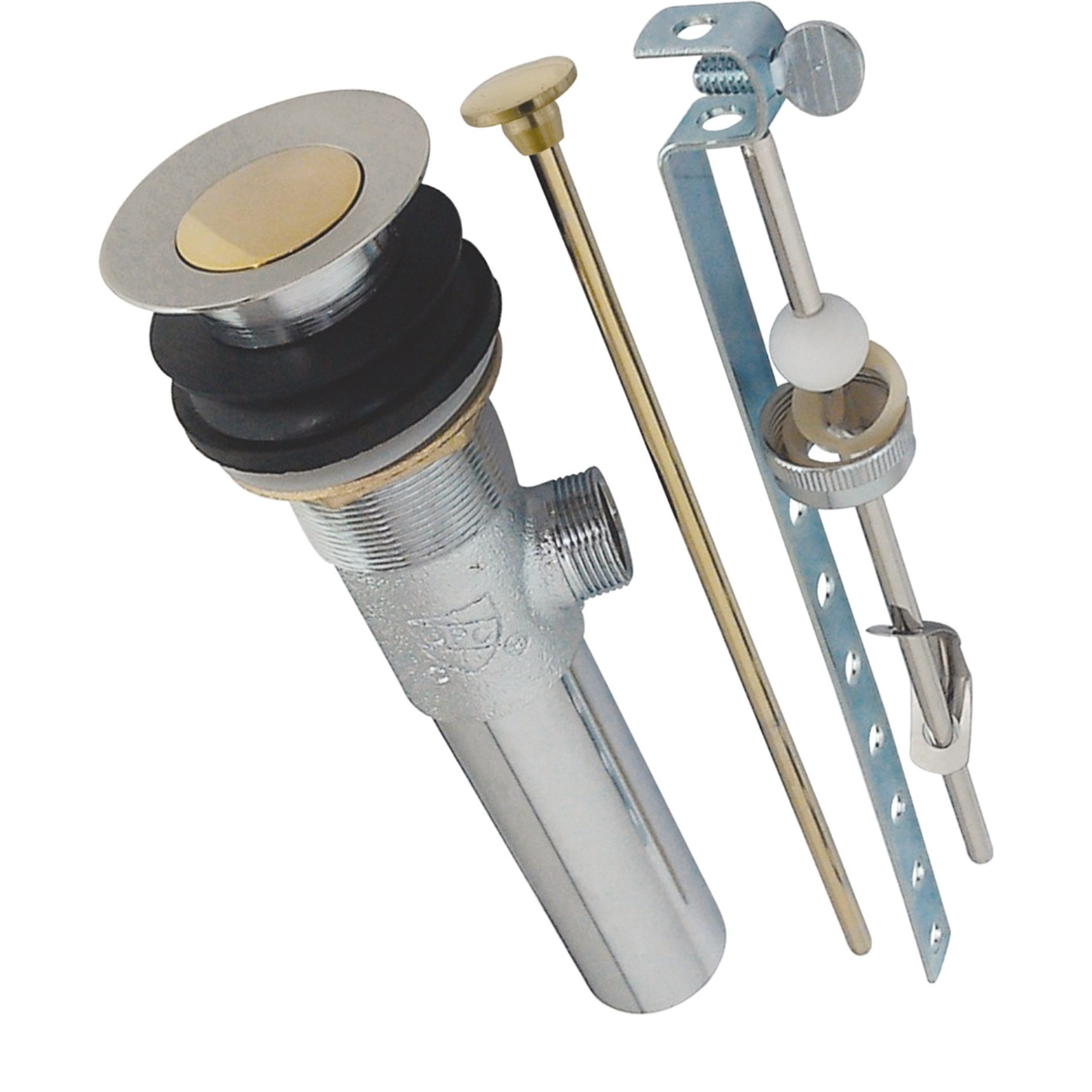 Kingston Brass KB1004 Brass Pop-Up Drain with Overflow Hole, 22 Gauge, Polished Chrome/Polished Brass
