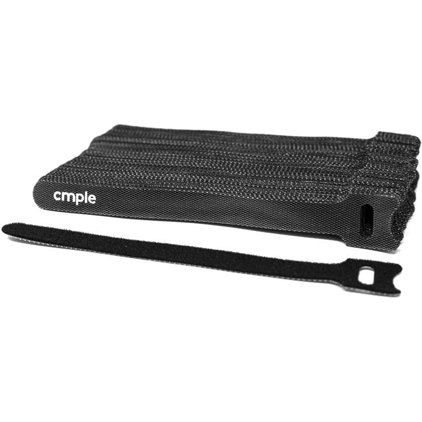 Cmple - 50PCS Reusable Cable Ties, Nylon Adjustable Cord Organizer Ties, Multi-purpose Hook Loop Cable Management Wire Ties, 6-inch Black