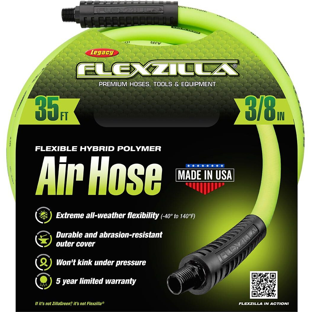 Flexzilla Air Hose 3/8" x 35' 1/4" MNPT Fittings ZillaGreen
