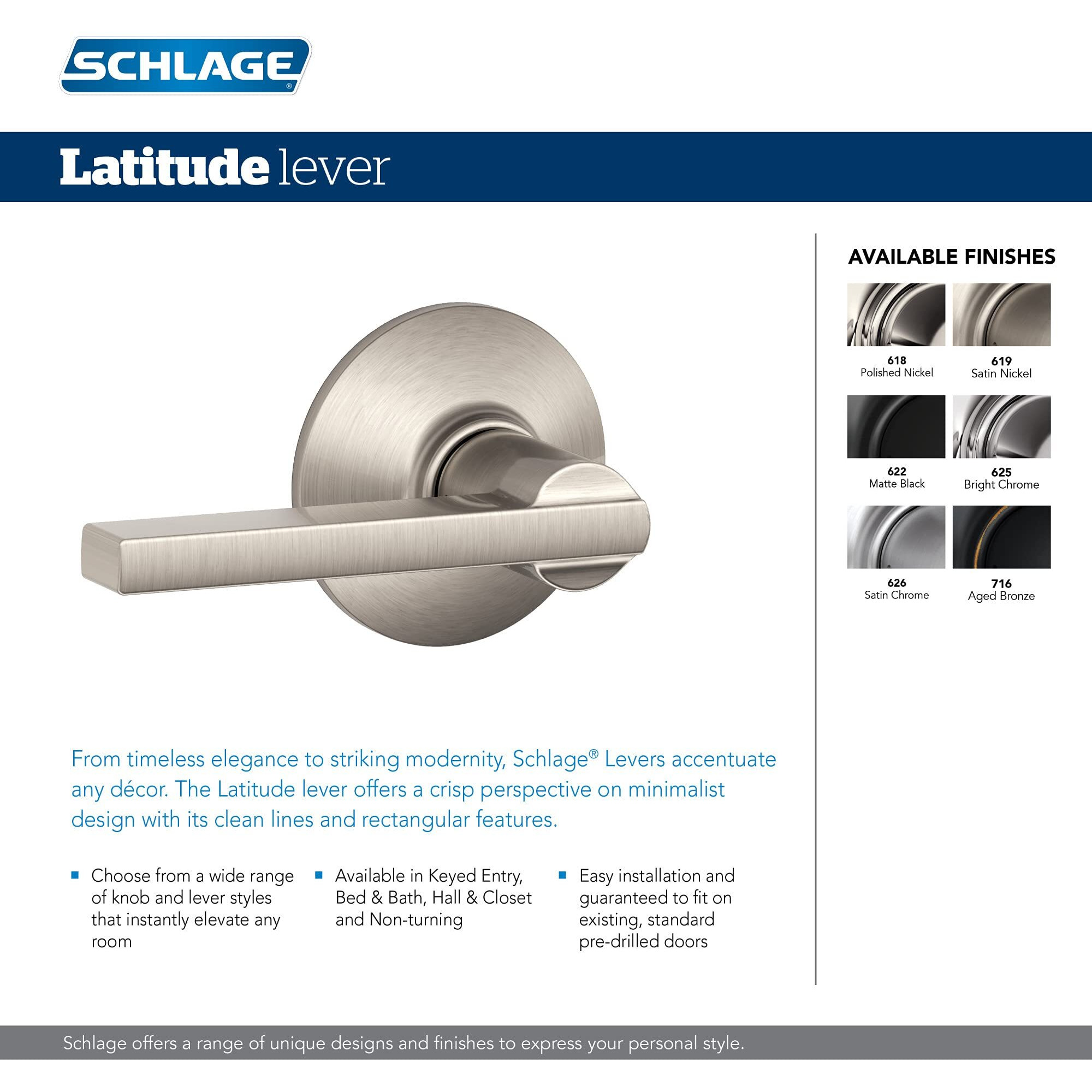 LATITUDE PRVCY LEVER SN (Pack of 1)