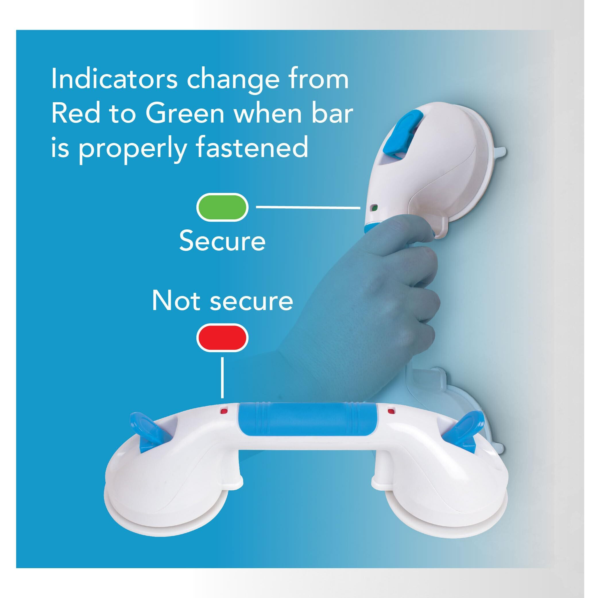 Carex Suction Shower Grab Bar - 16 Ultra Grip Shower Handle - Dual Locking Grab Bars for Bathtubs and Showers - Seniors, Disabled, Handicap, Elderly Assistance Product