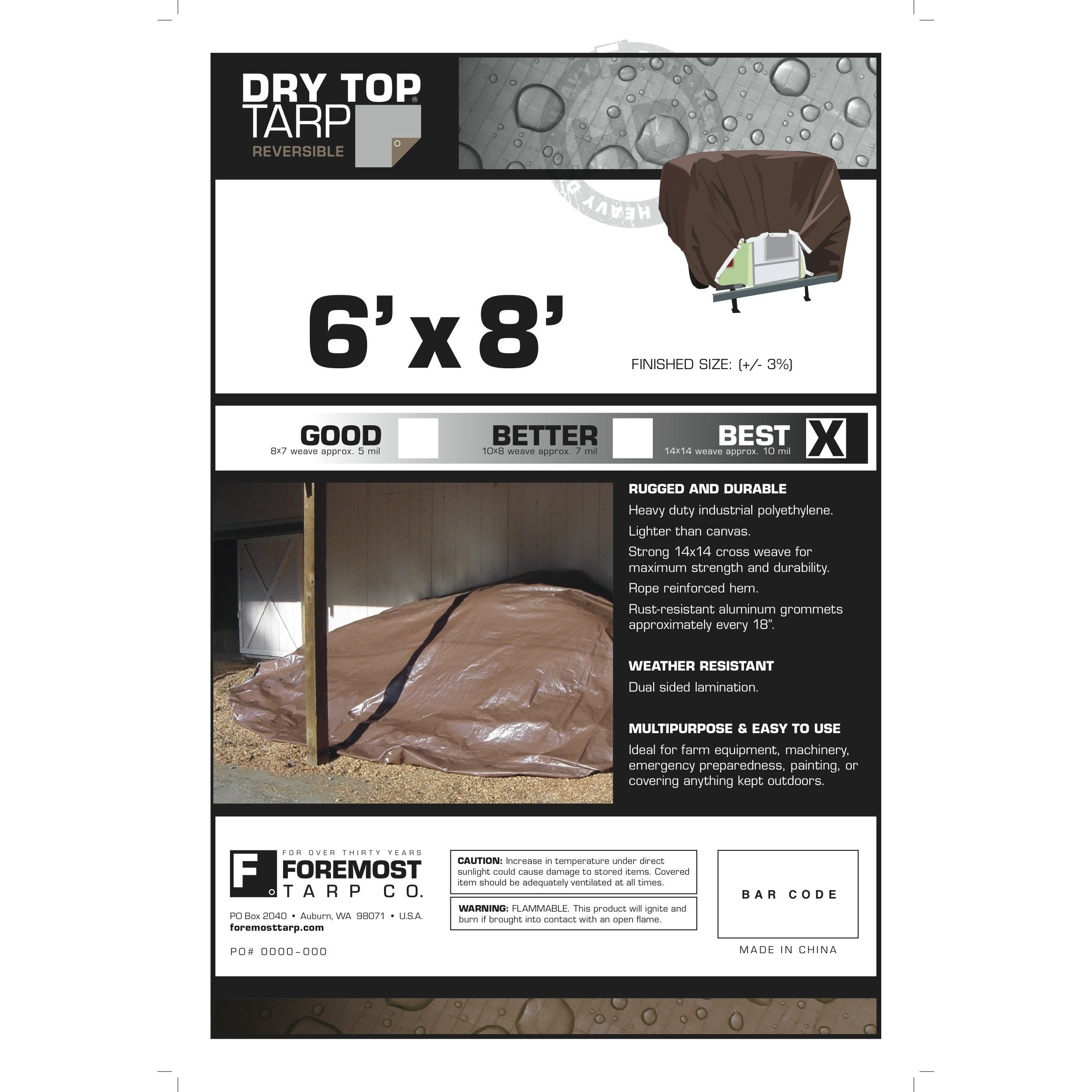 REVRS TARP POLY 6X8' (Pack of 1)