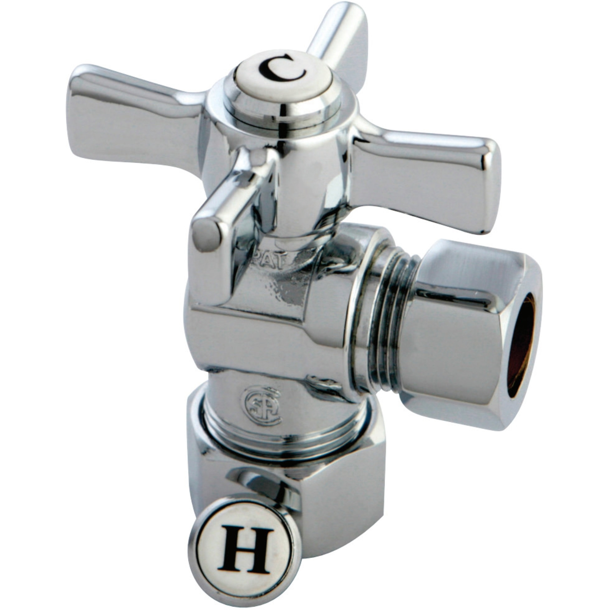 Kingston Brass CC54401ZX 5/8" OD Compression X 1/2" OD Compression Angle Valve, Polished Chrome