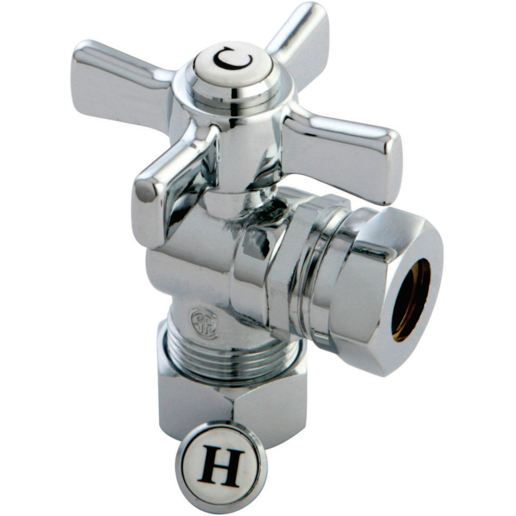 Kingston Brass CC54301ZX 5/8" OD Compression X 1/2" or 7/16" Slip Joint Angle Valve, Polished Chrome