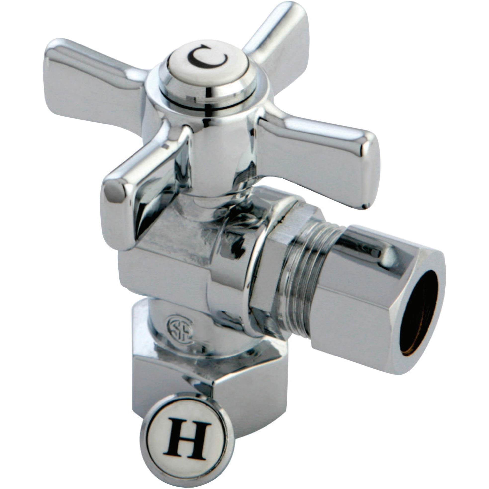 Kingston Brass CC44401ZX 1/2" FIP X 1/2" OD Compression Angle Valve, Polished Chrome